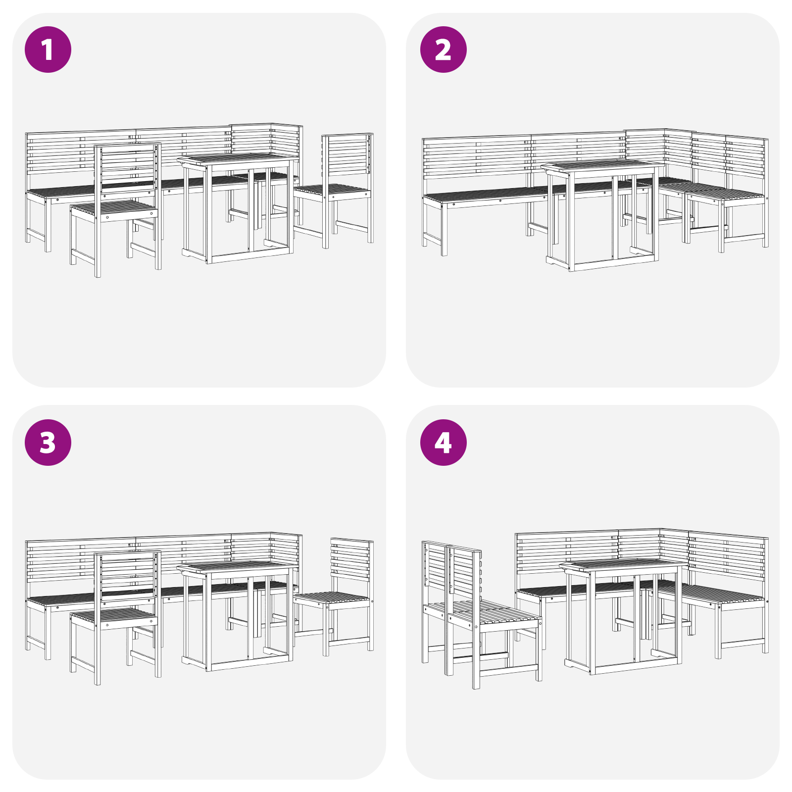 6-Piece Garden Dining Set - Solid Acacia Wood - Image 11