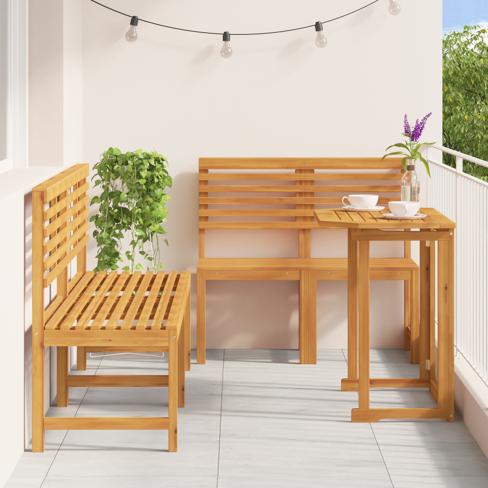 5 Piece Garden Dining Set Made of Solid Acacia Wood - Image 4