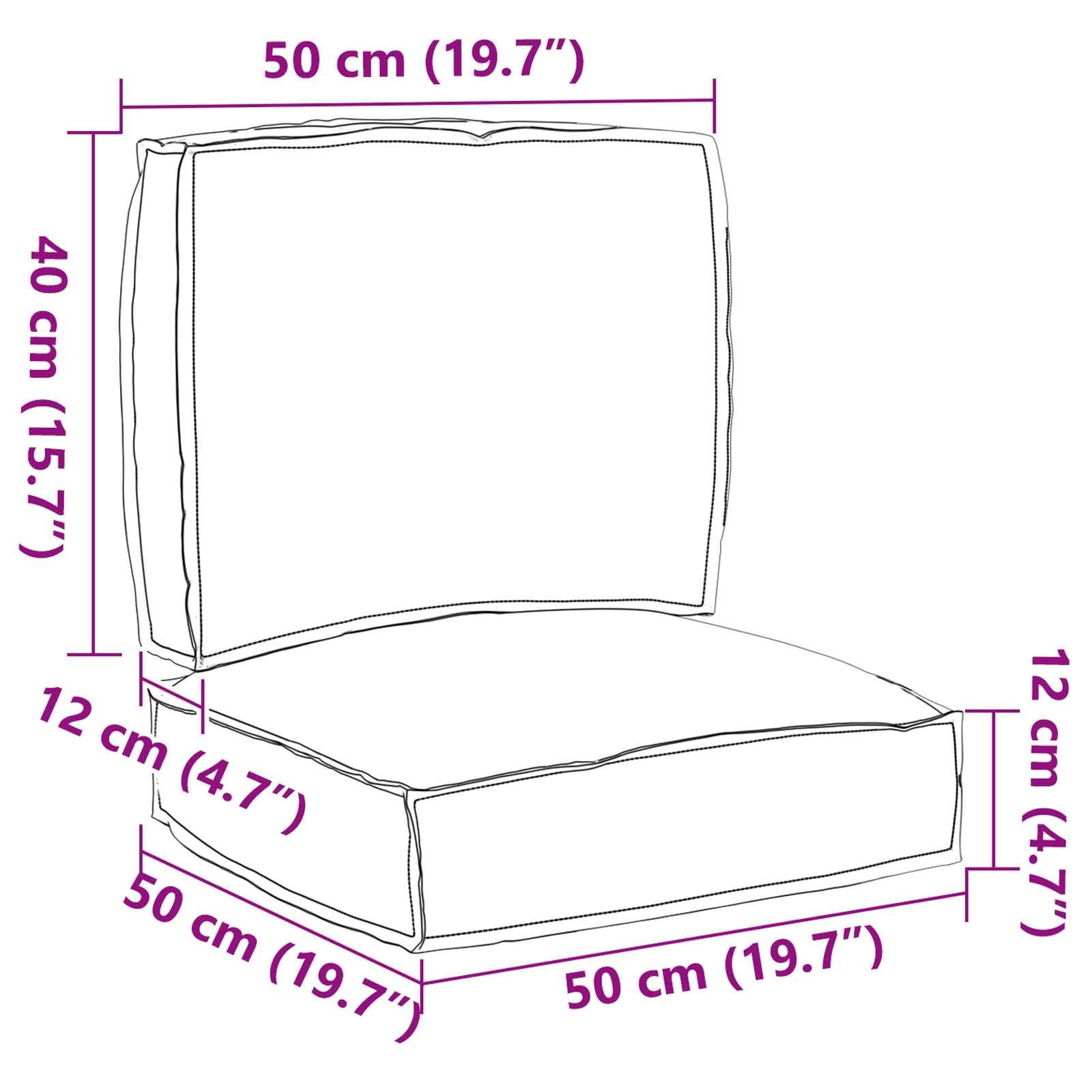 Pallet padjakomplekt 2 pcs Antratsiit 50 x 50 x 12 cm - Image 8