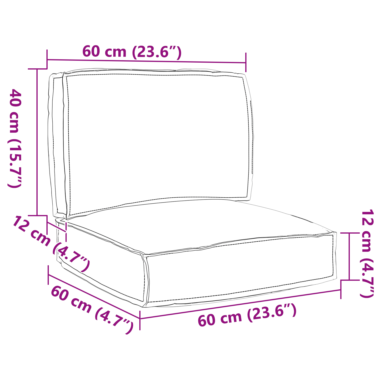 Pallet padjakomplekt 2 pcs Veinipunane 60 x 60 x 12 cm - Image 7
