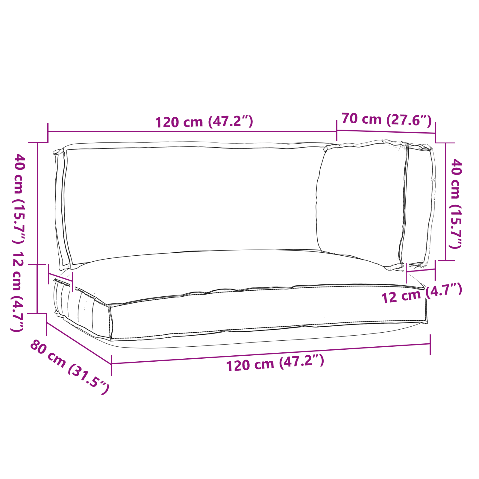 3 Piece Pallet Cushion Set Leaf Pattern Oxford Fabric - Image 9