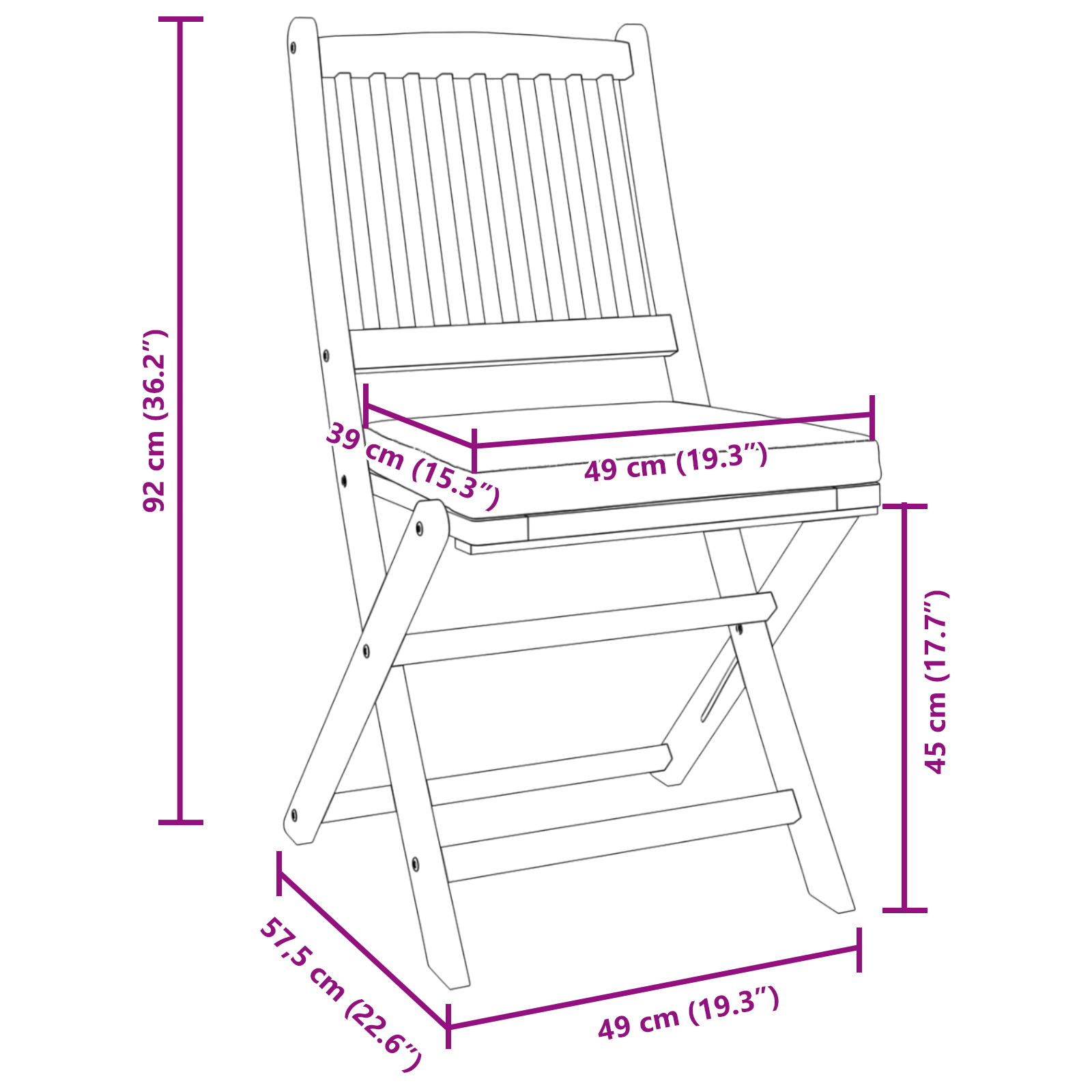 Folding Garden Chairs with Grey Cushion 4pcs Solid Acacia Wood - Image 11