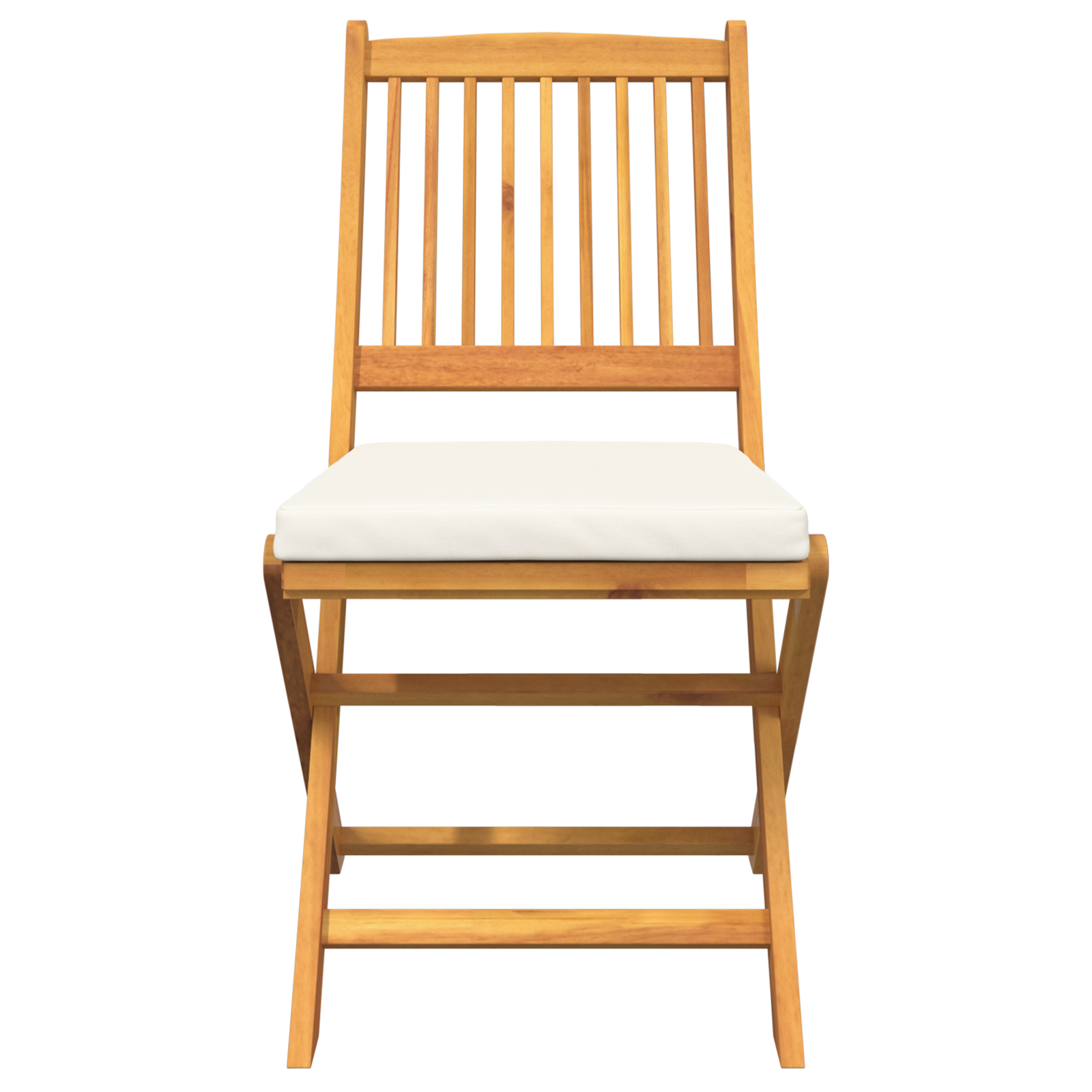 Folding Garden Chairs with White Cushion 6pcs Solid Acacia Wood - Image 5