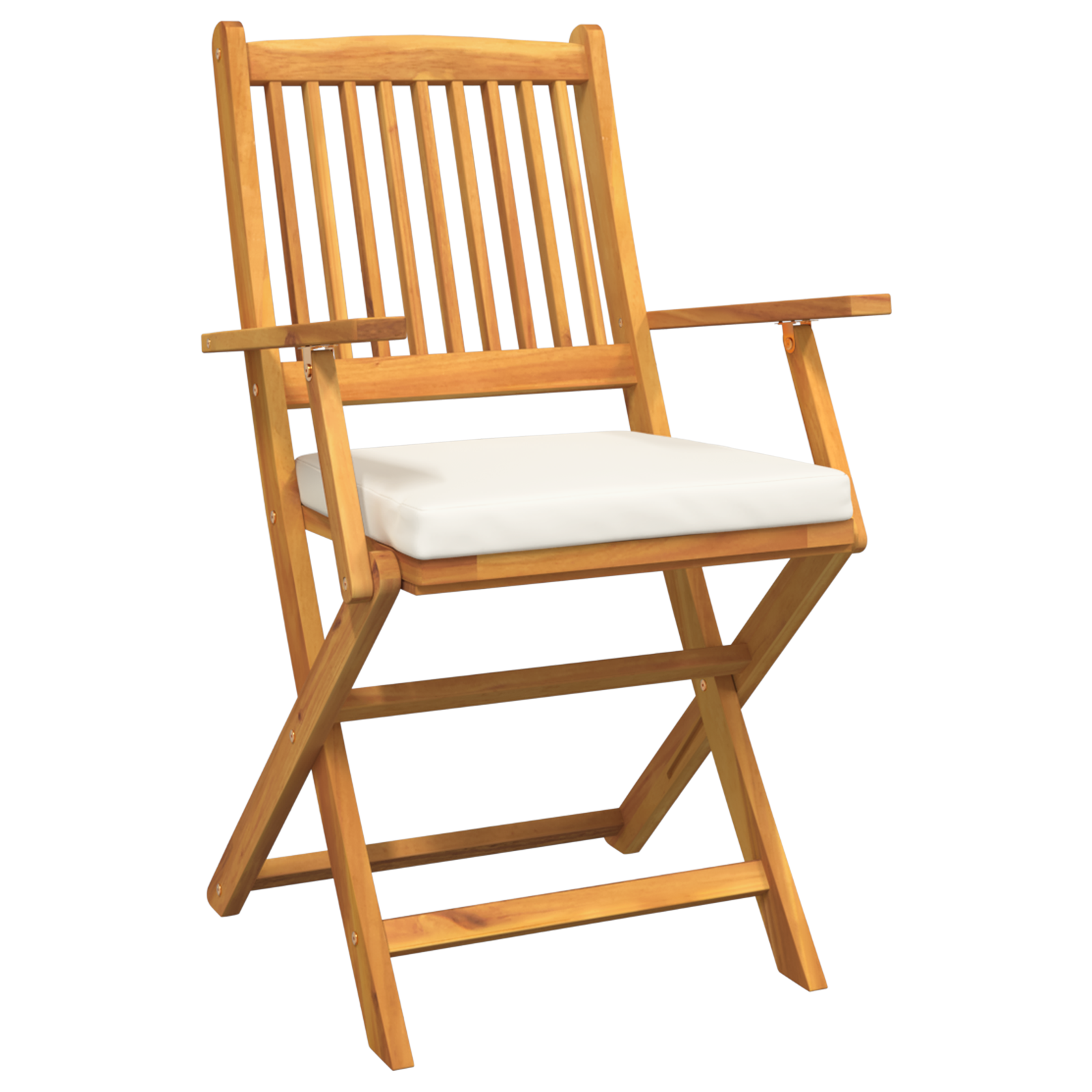Folding Garden Chairs with White Cushion 6pcs Solid Acacia Wood - Image 4