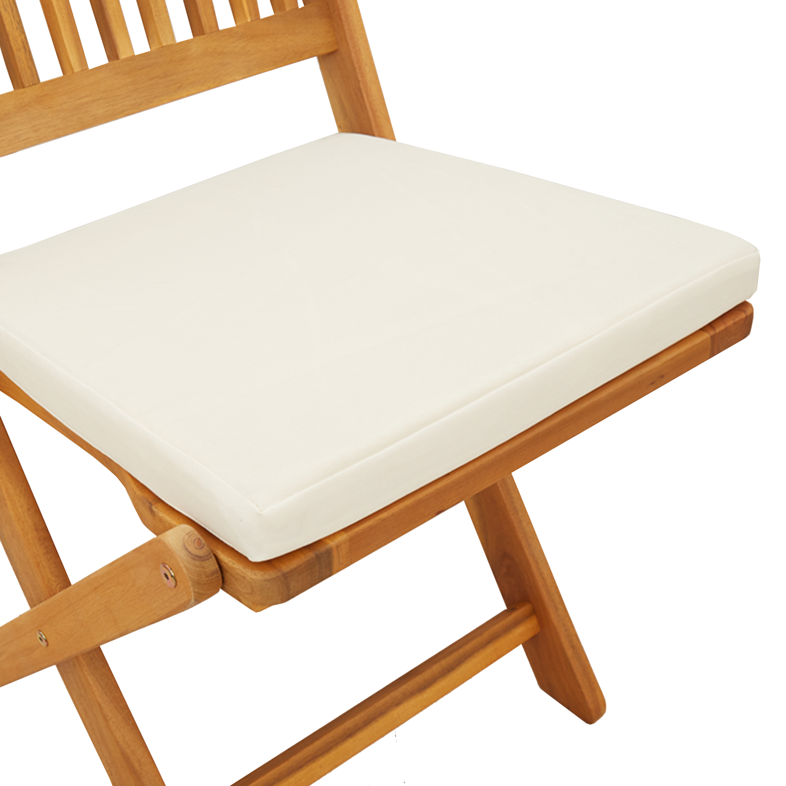 Folding Garden Chairs with White Cushion 8pcs Solid Acacia Wood - Image 8