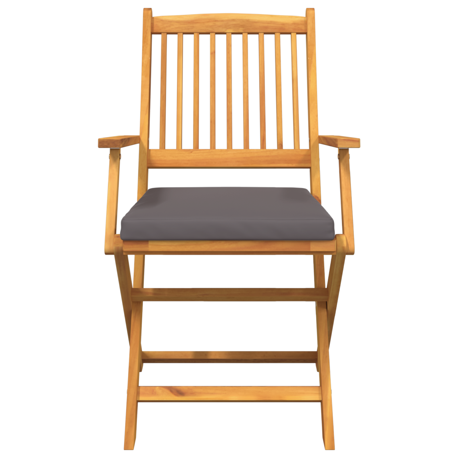 Folding Garden Chairs with Grey Cushion 8pcs Solid Acacia Wood - Image 5