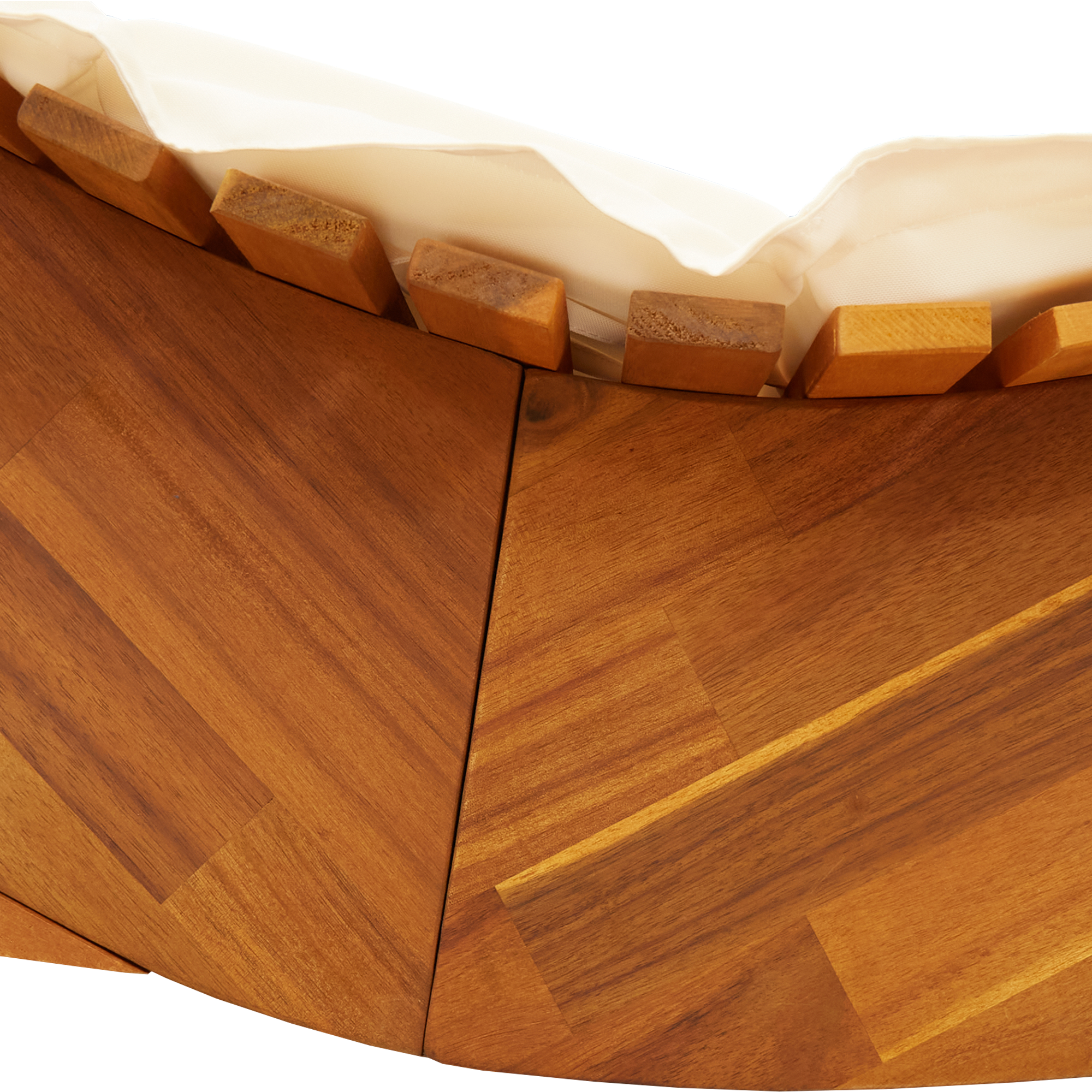 Sun Lounger Set of 2 Cream, Natural Wood - Image 8