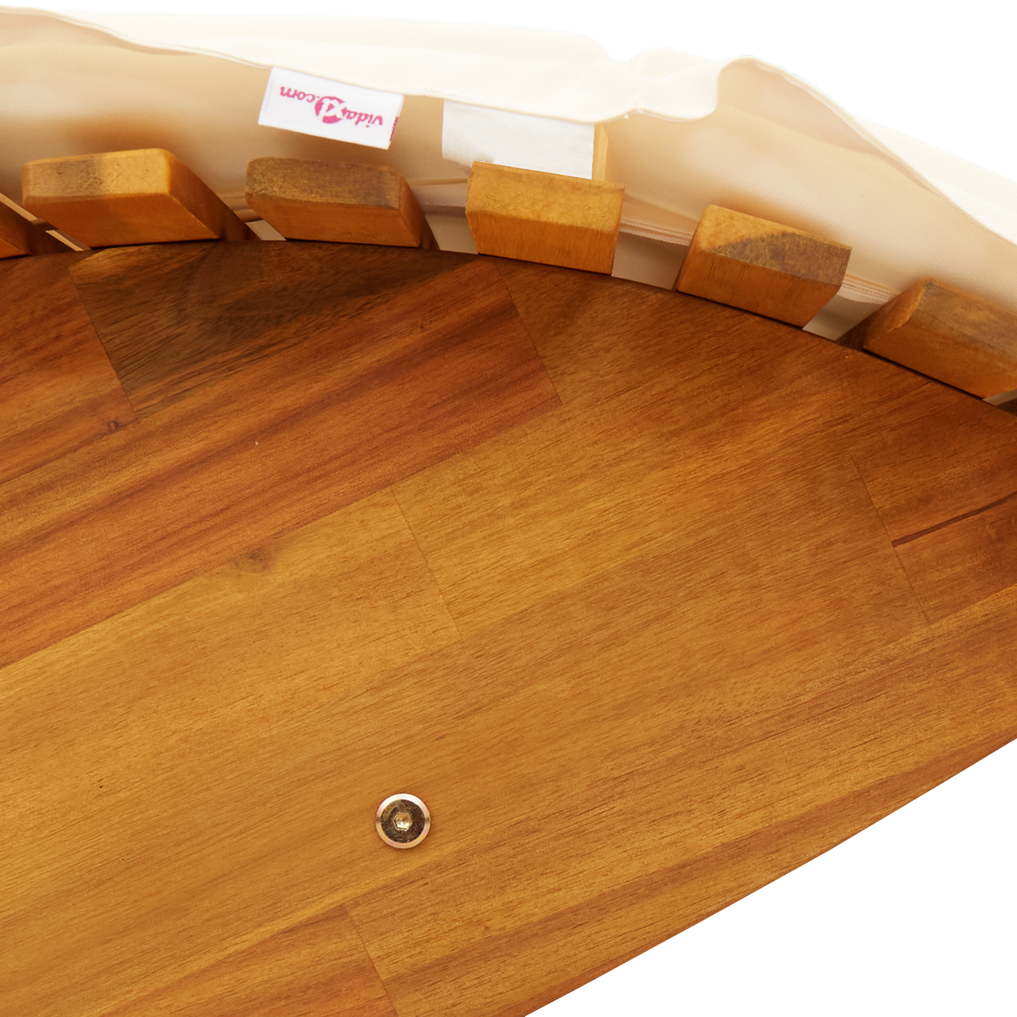 Sun Lounger Set of 2 Cream, Natural Wood - Image 10