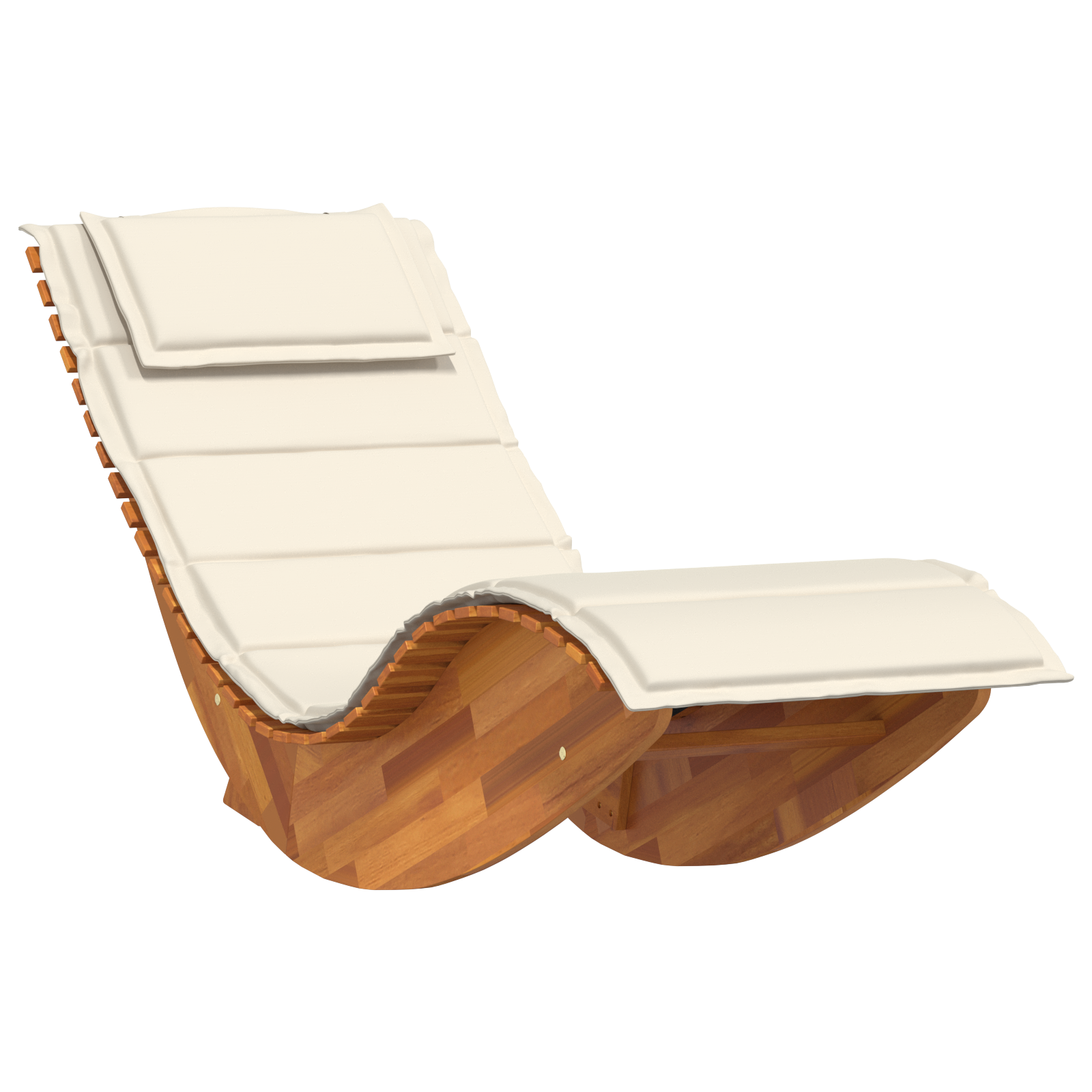 Sun Lounger Set of 2 Cream, Natural Wood - Image 4