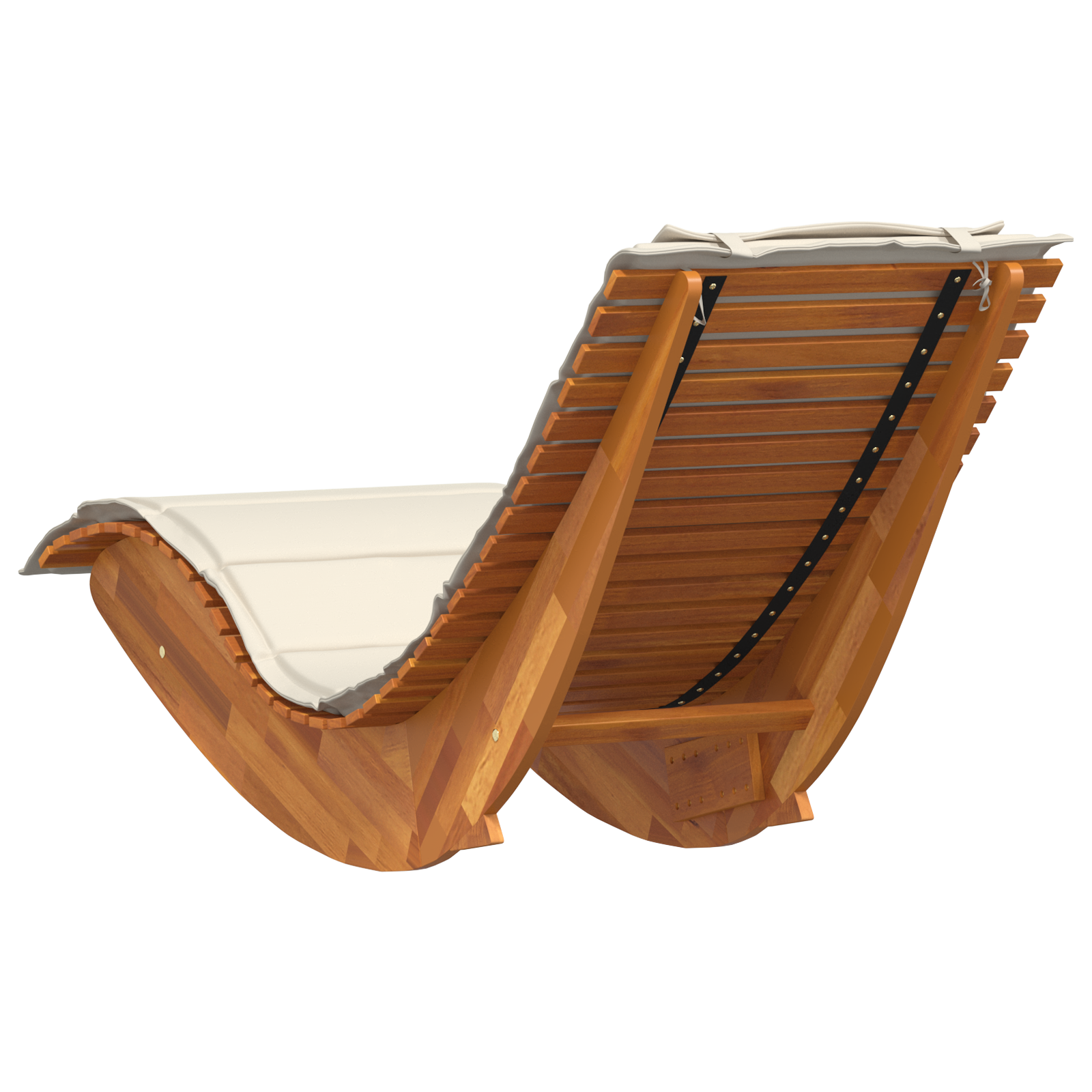 Sun Lounger Set of 2 Cream, Natural Wood - Image 7