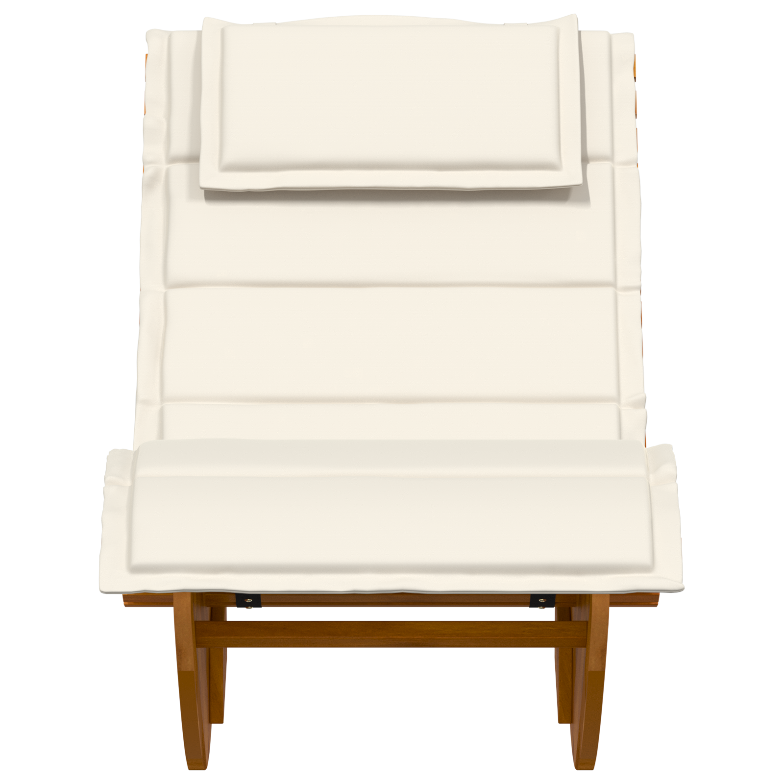 Sun Lounger Set of 2 Cream, Natural Wood - Image 5