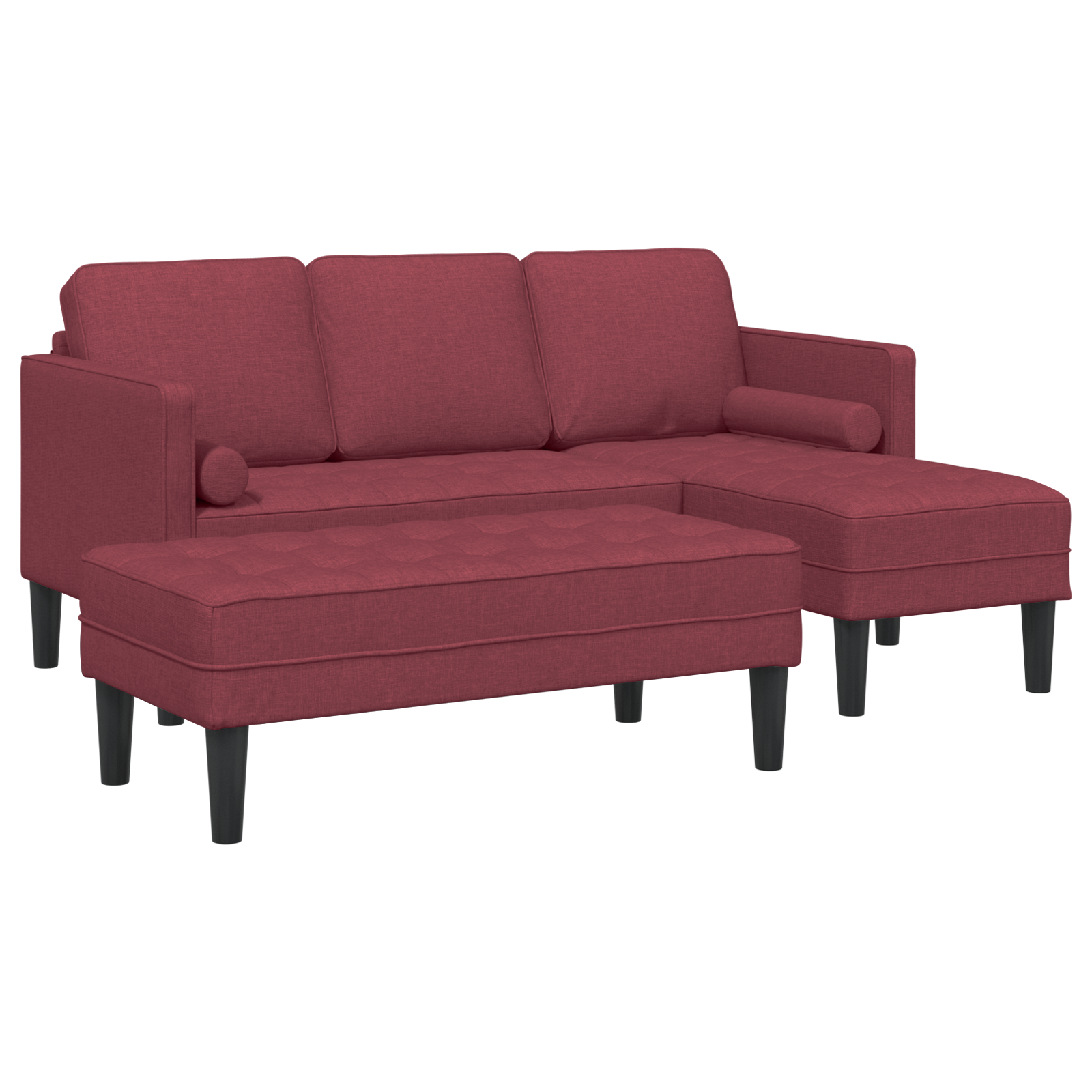 2 Piece Sofa Set with Cushions in Wine Red Fabric - Image 2
