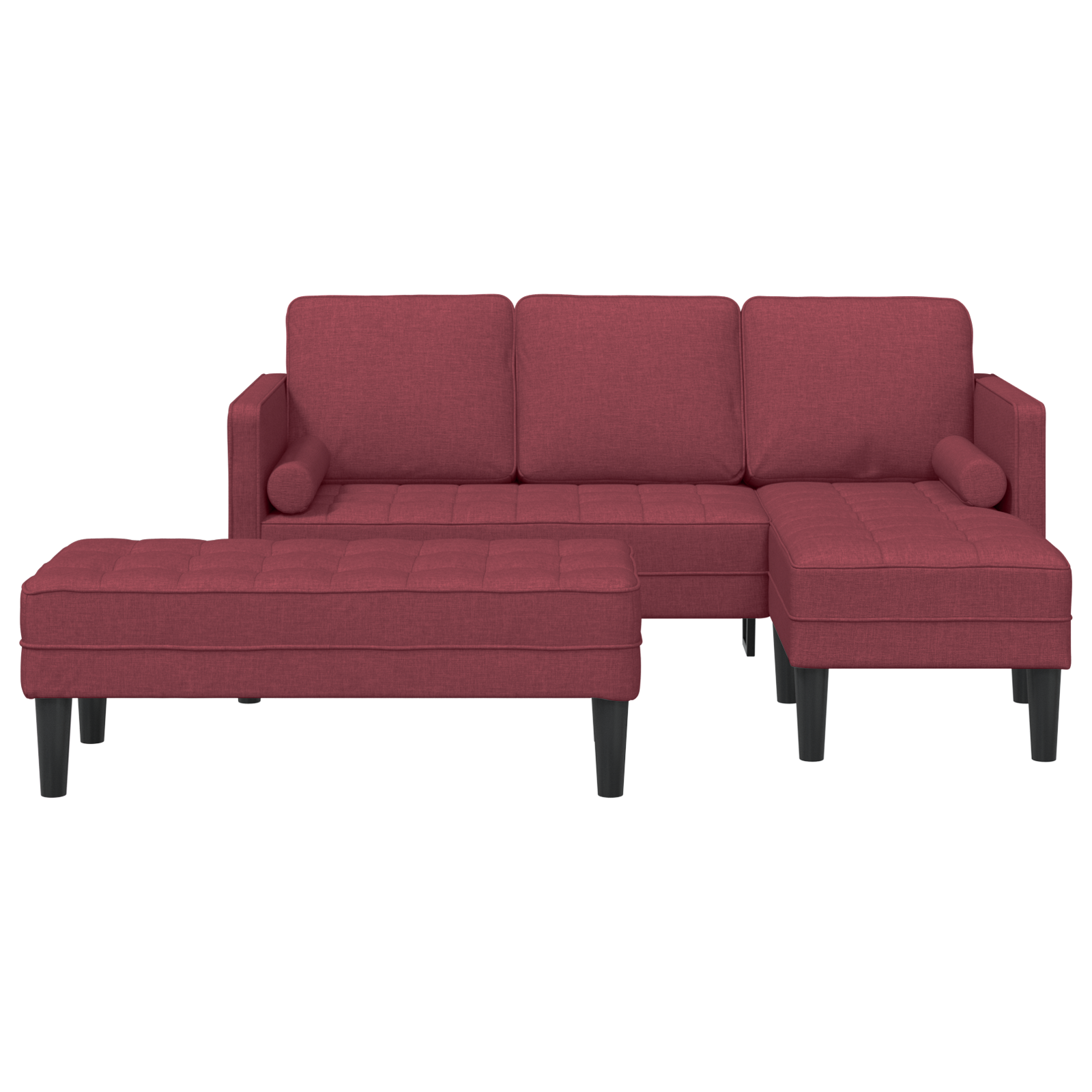 2 Piece Sofa Set with Cushions in Wine Red Fabric - Image 4