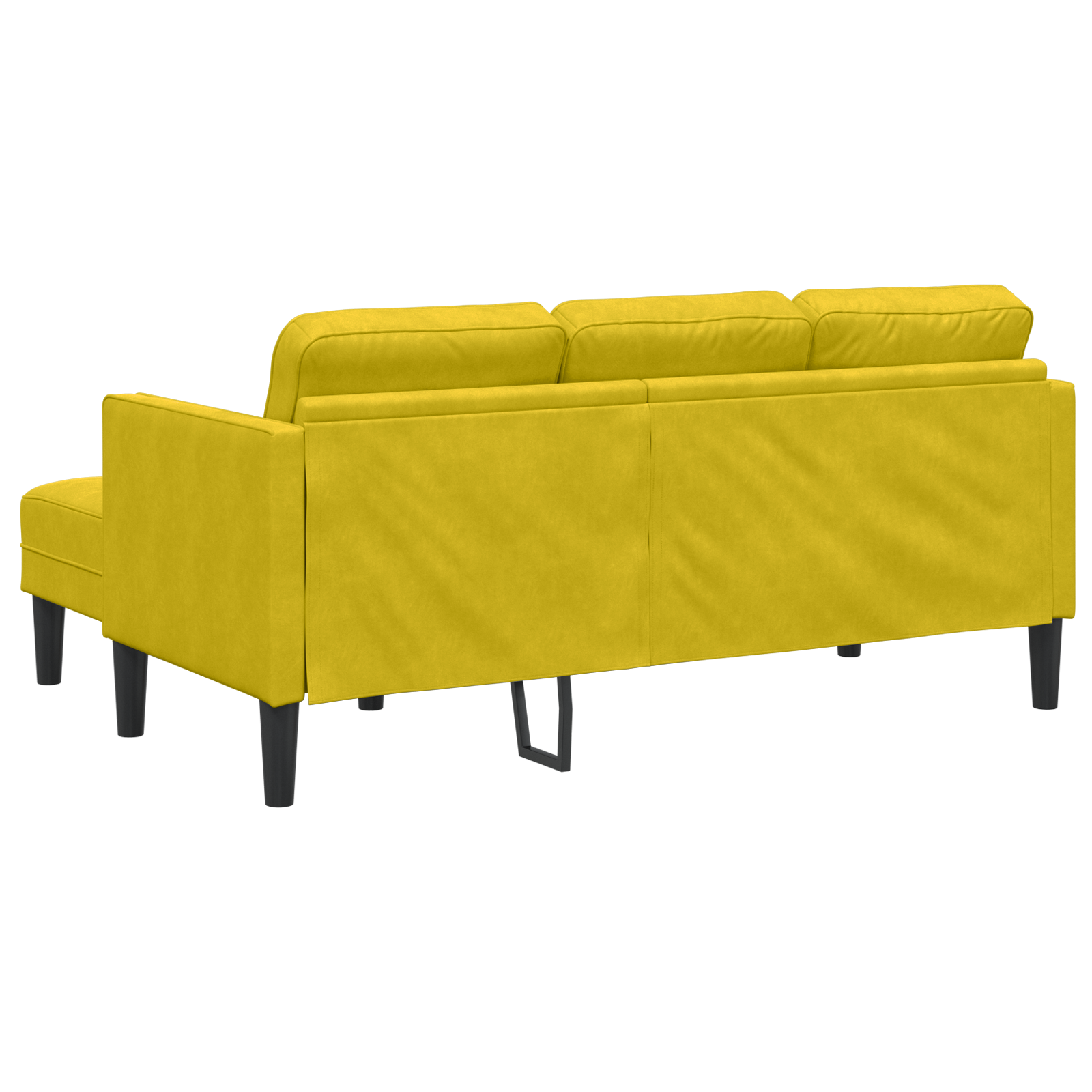 Garden Sofa with Bench and Cushions L-Shaped Yellow Velvet - Image 8