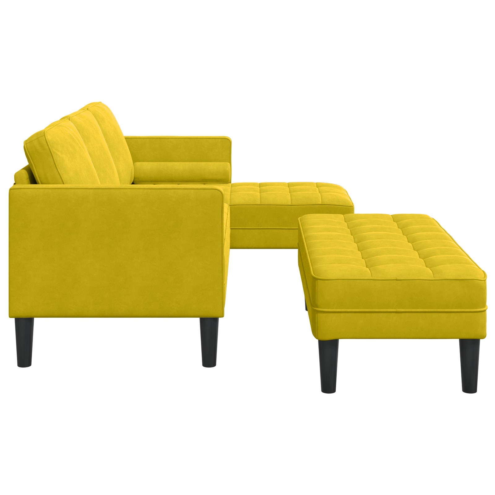 Garden Sofa with Bench and Cushions L-Shaped Yellow Velvet - Image 7