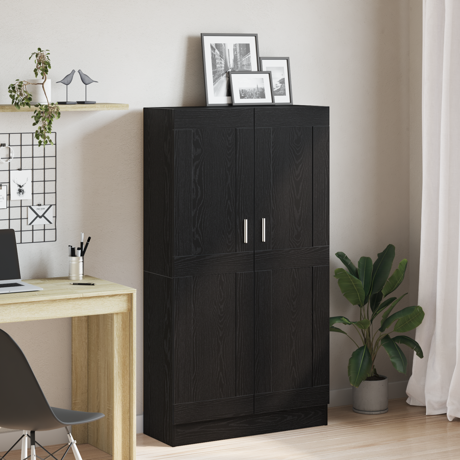 Black Oak Book Cabinets - Set of 2, 165x30.5x150 cm, Made of Engineered Wood