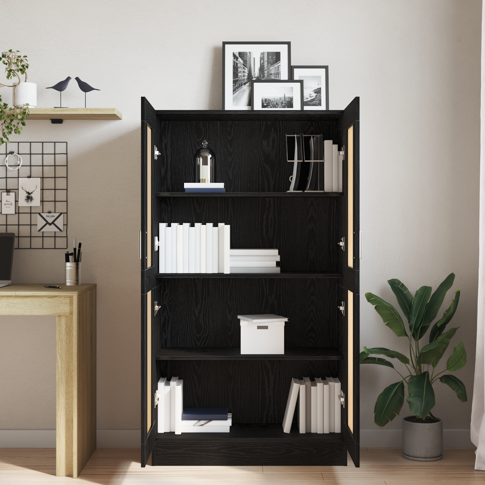 Black Oak Book Cabinets - Set of 2, 165x30.5x150 cm, Made of Engineered Wood - Image 4