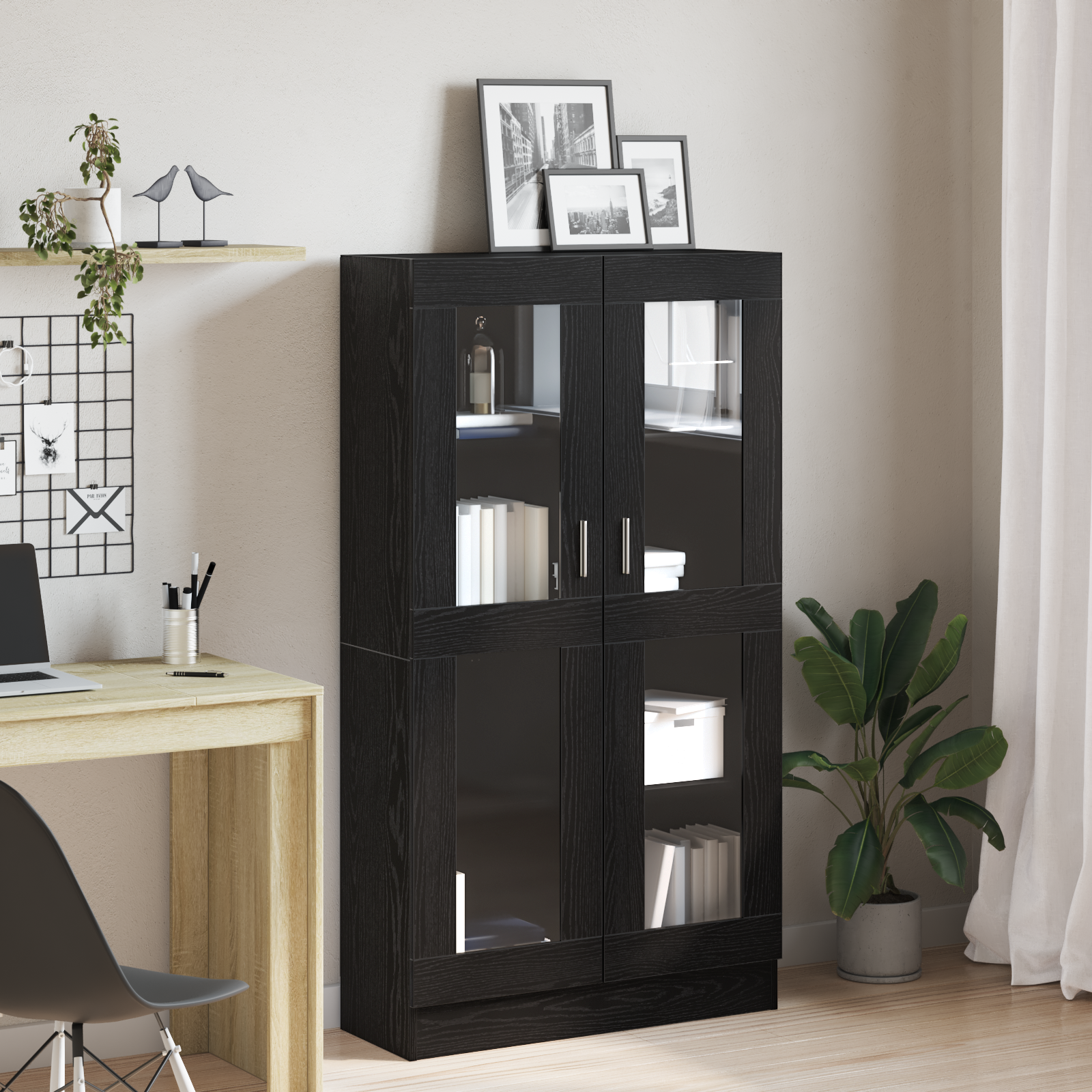 Book Cabinet Black oak Engineered wood 82.5 x 30.5 x 150 cm