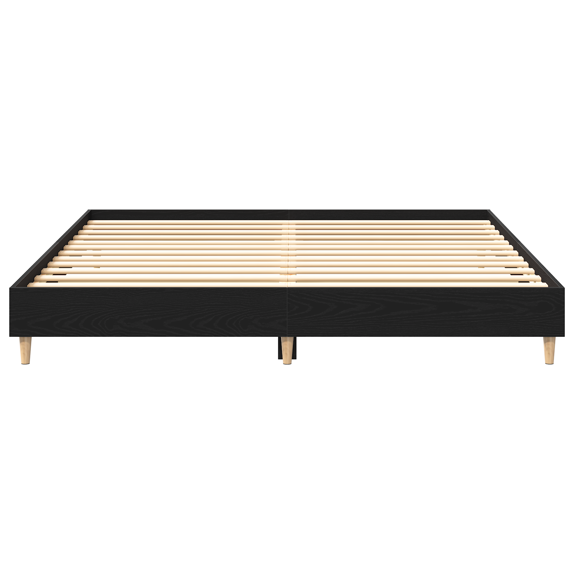 Bed Frame Black Oak 200x200 cm Engineered Wood - Image 5