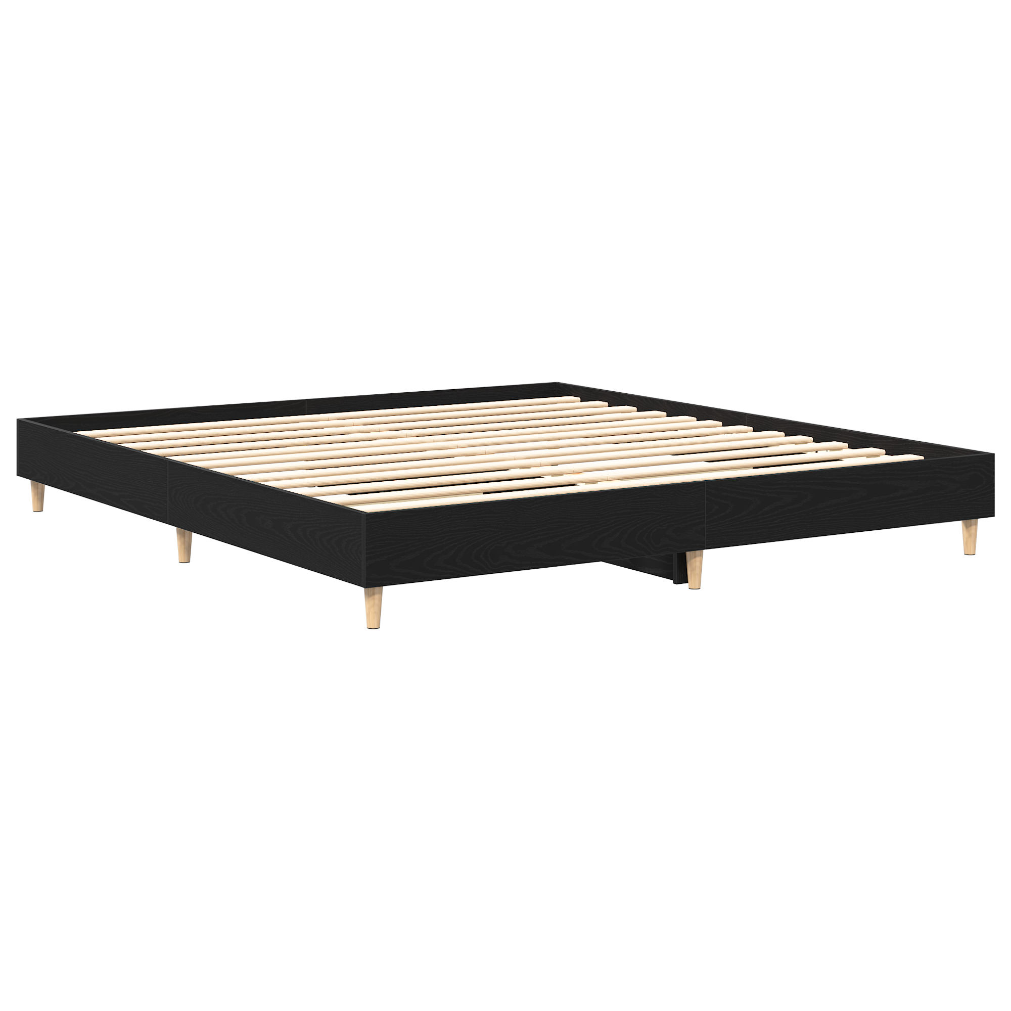 Bed Frame Black Oak 180x200 cm Engineered Wood - Image 7