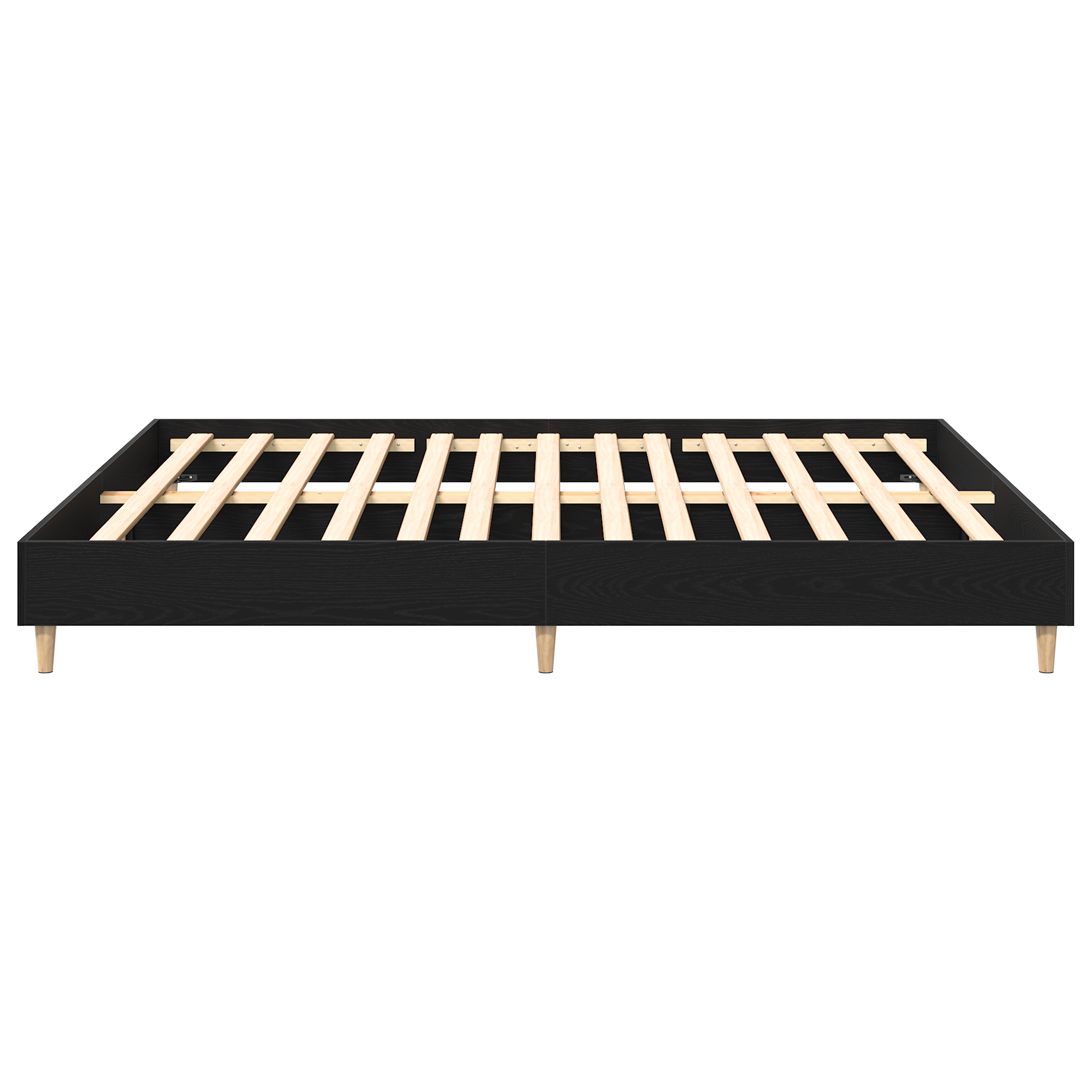 Bed Frame Black Oak 180x200 cm Engineered Wood - Image 6
