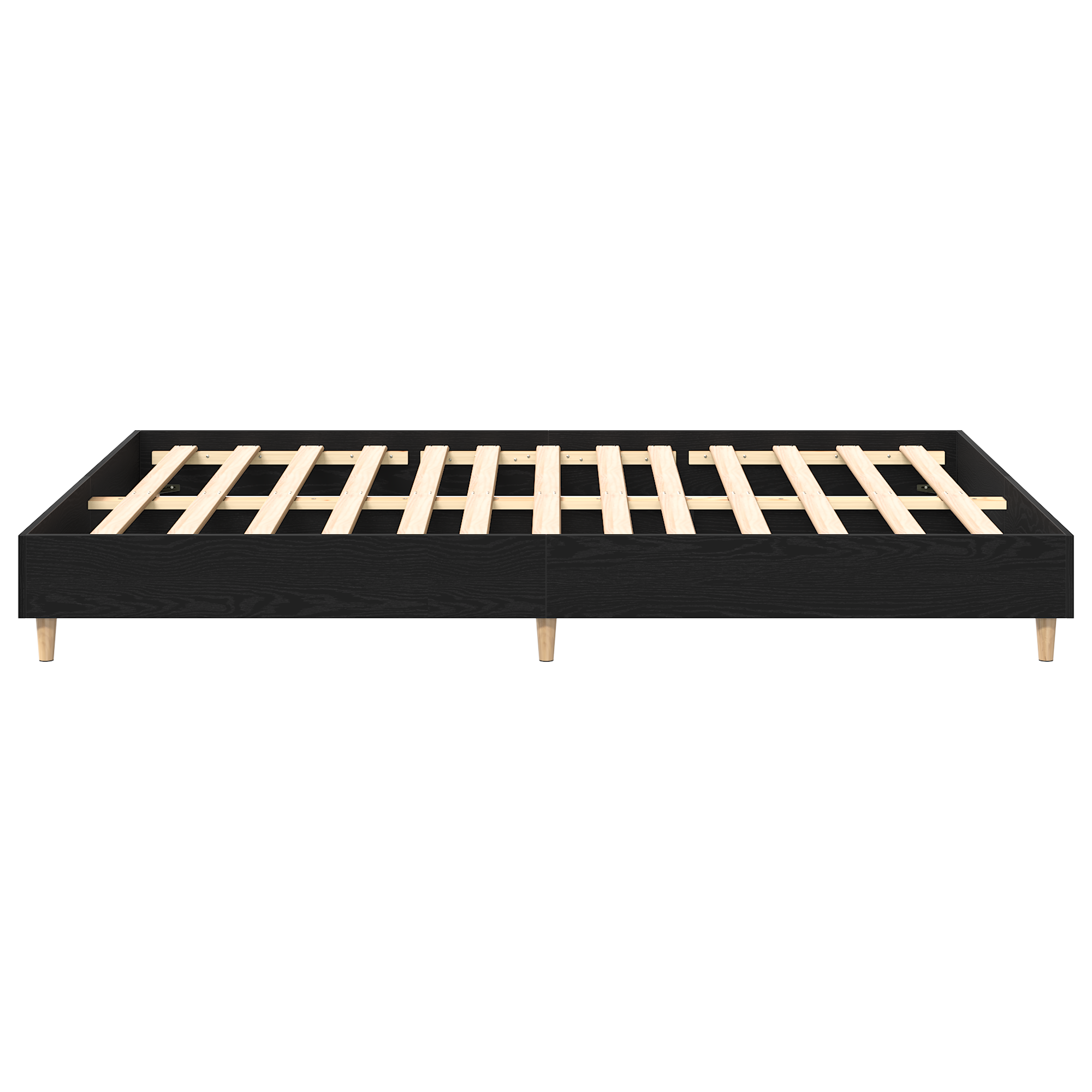 Bed Frame Black Oak 150x200 cm Engineered Wood - Image 6