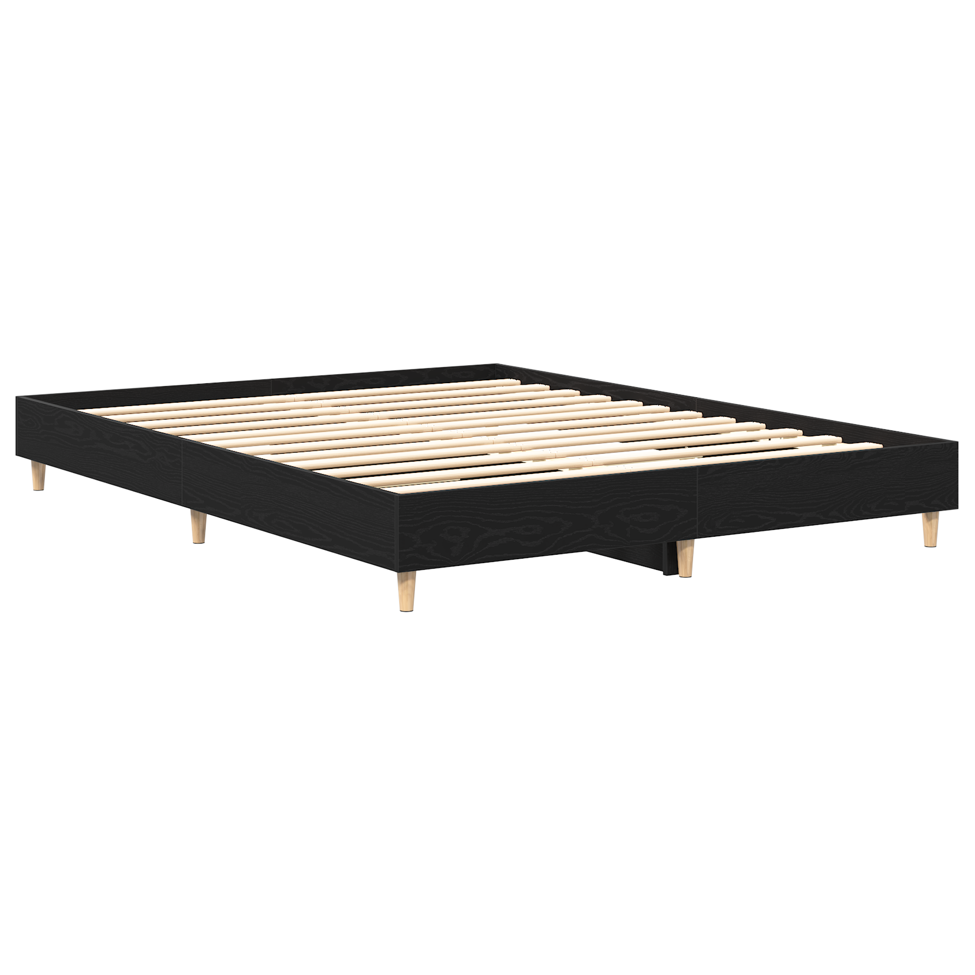 Bed Frame Black Oak 140x200 cm Engineered Wood - Image 7