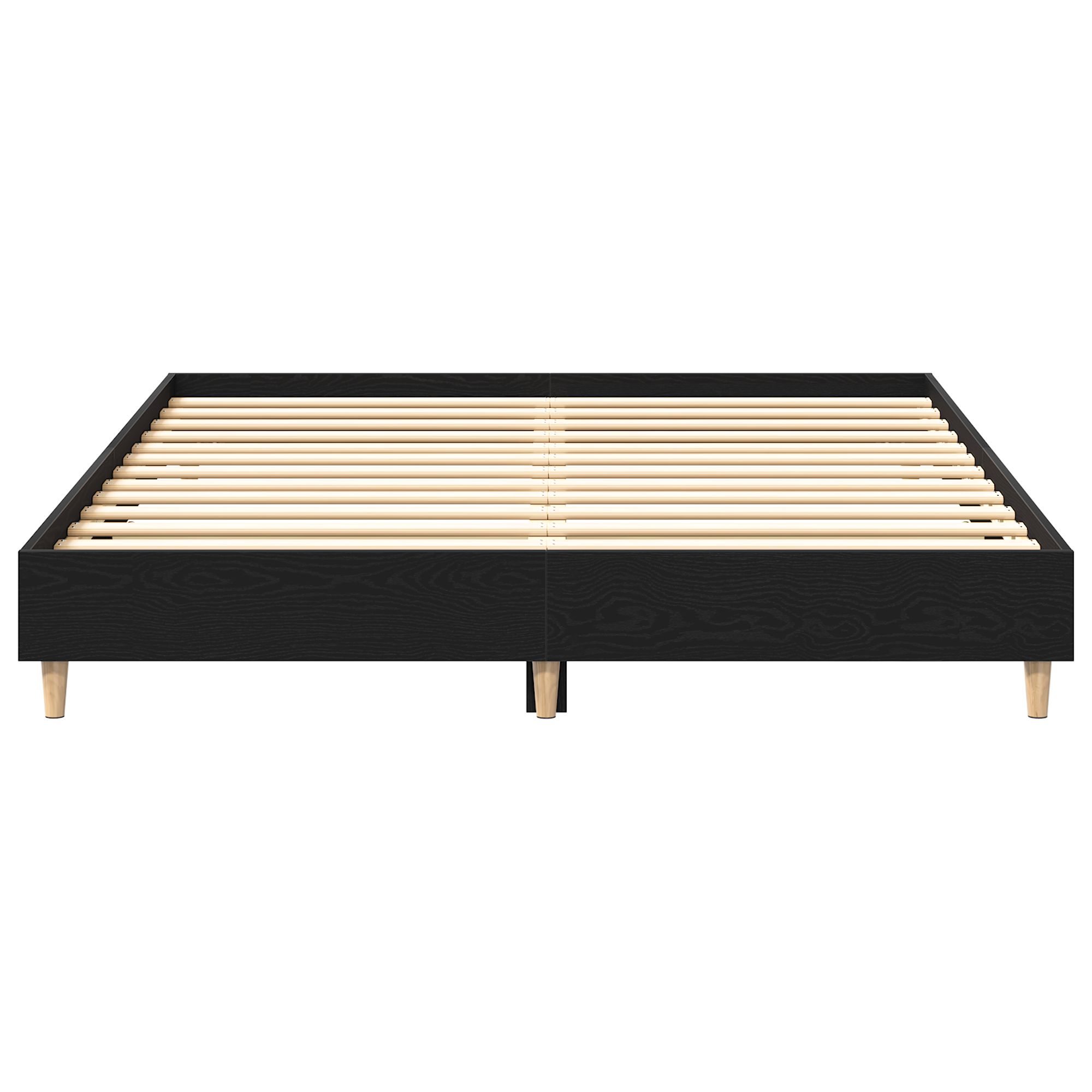 Bed Frame Black Oak 140x200 cm Engineered Wood - Image 5