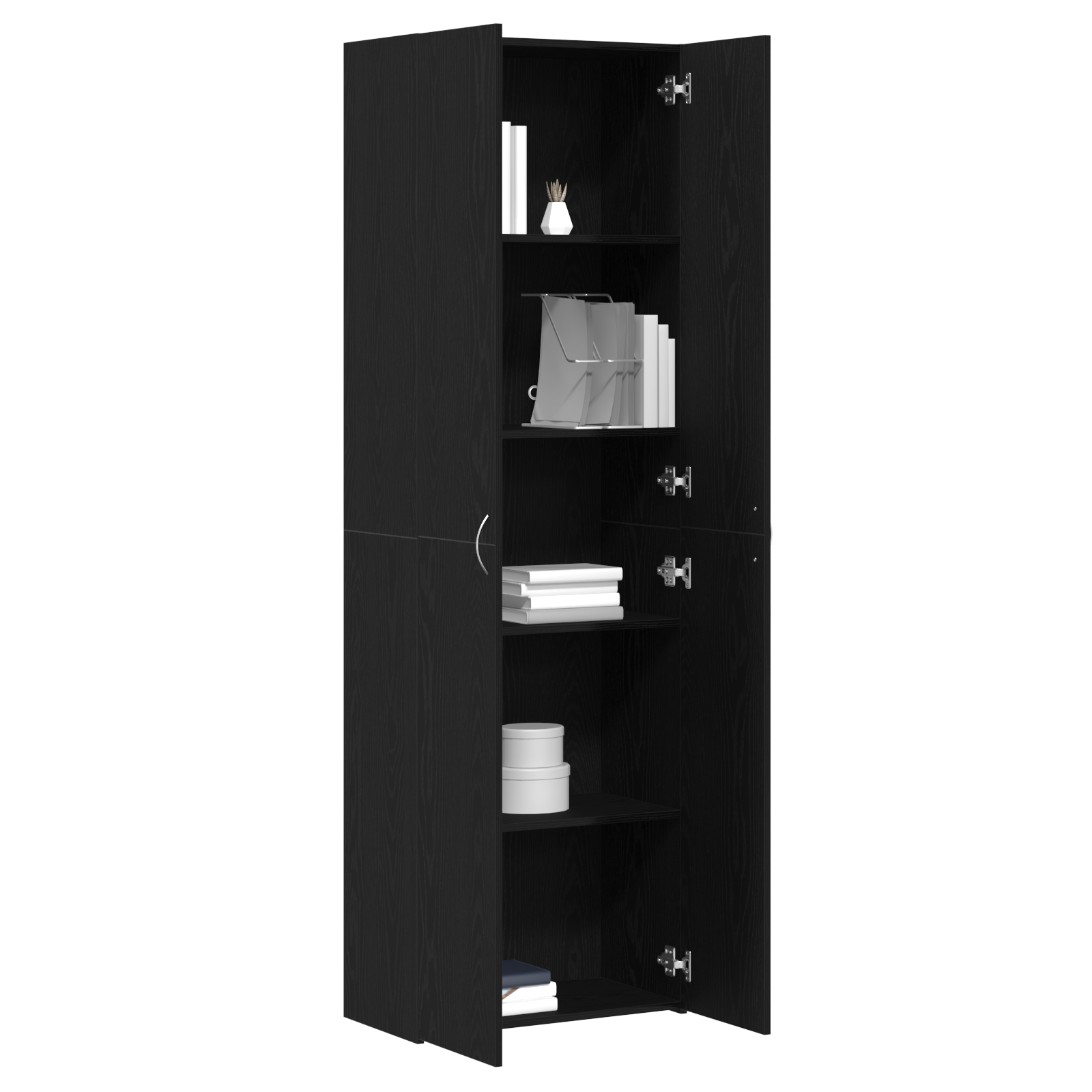 Black Oak Office Cabinet 60x32x190 cm Made from Engineered Wood - Image 3