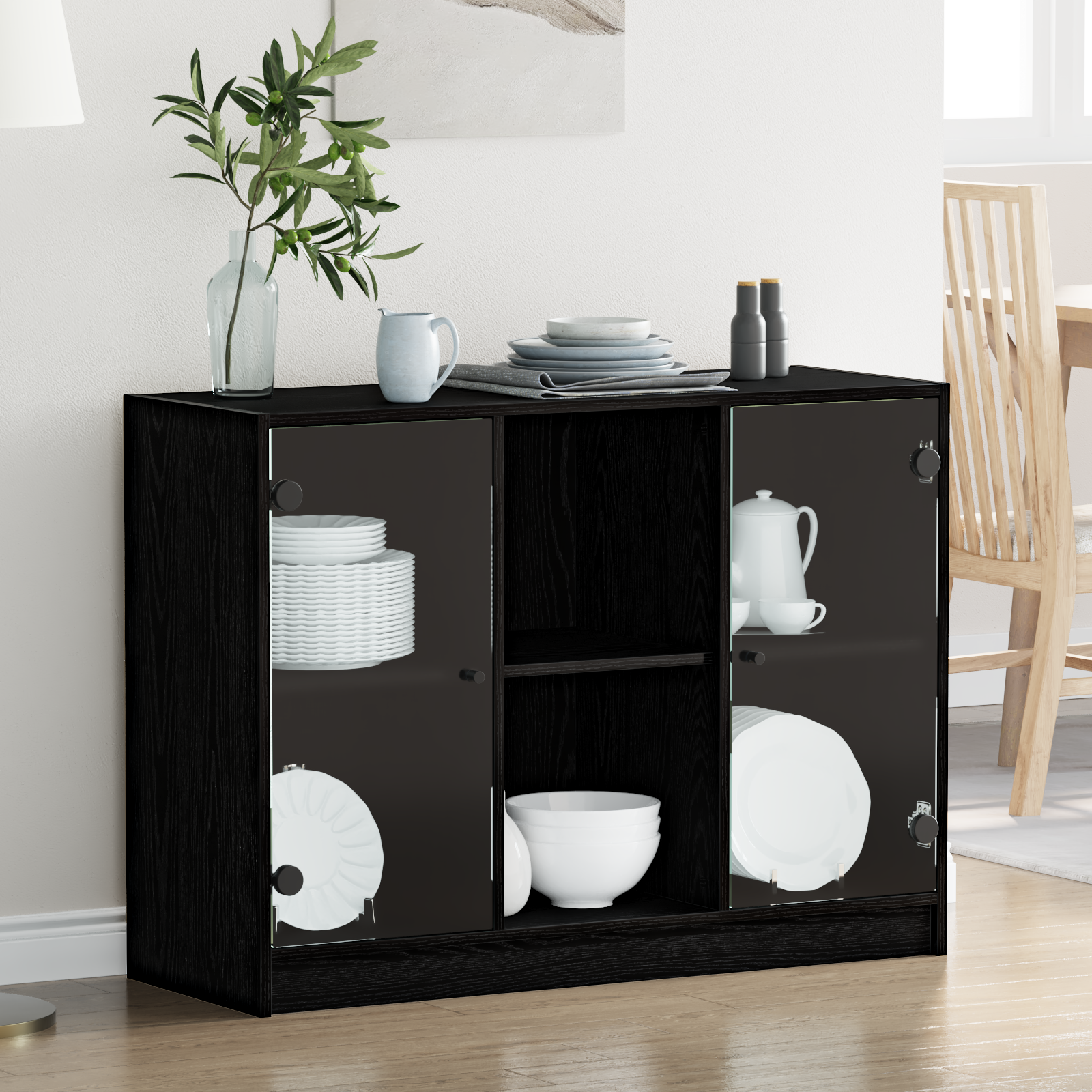 Komoda Juoda 102x37x75,5 cm Išdirbtas medis