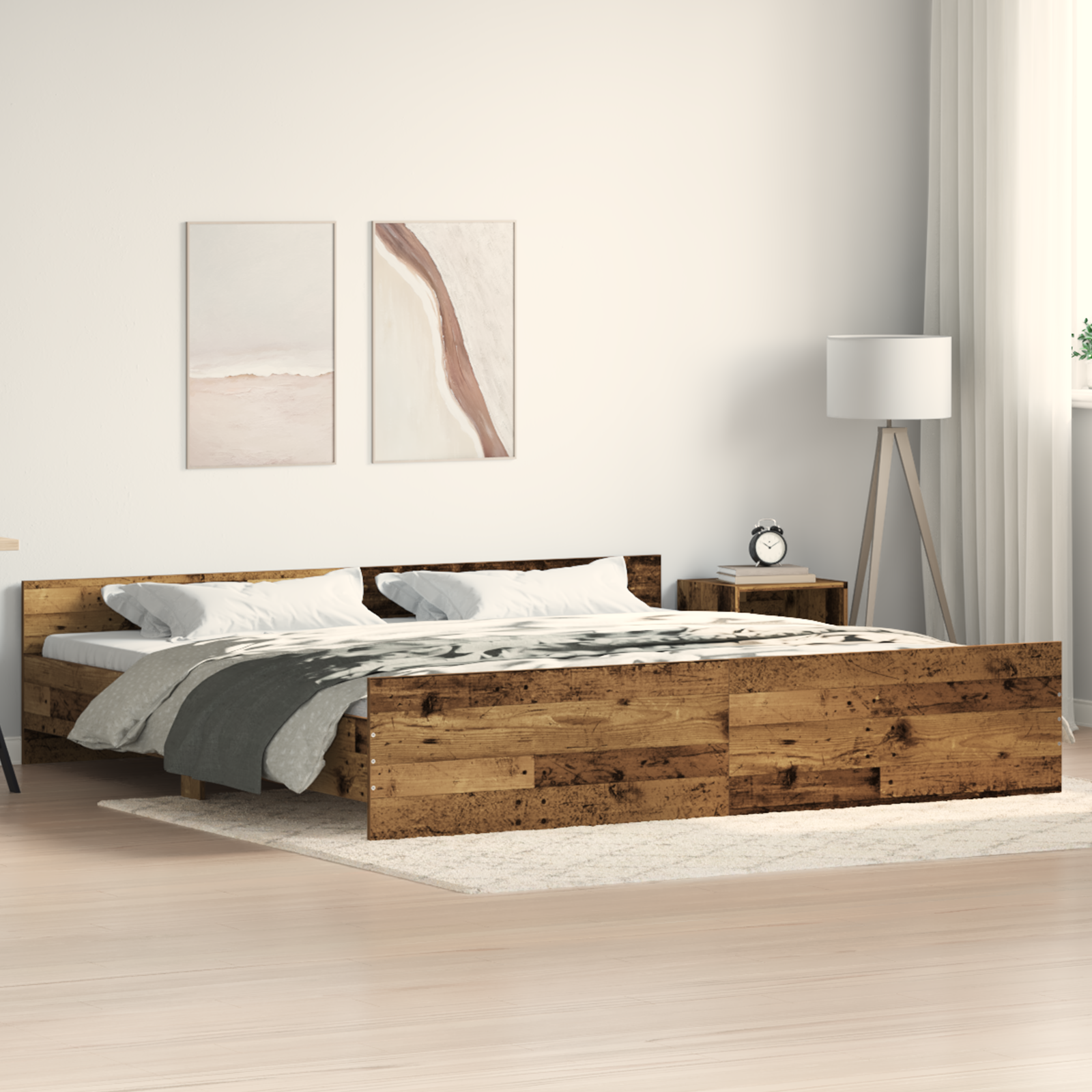 Bed Frame Old Wood 200x200 cm Engineered Wood