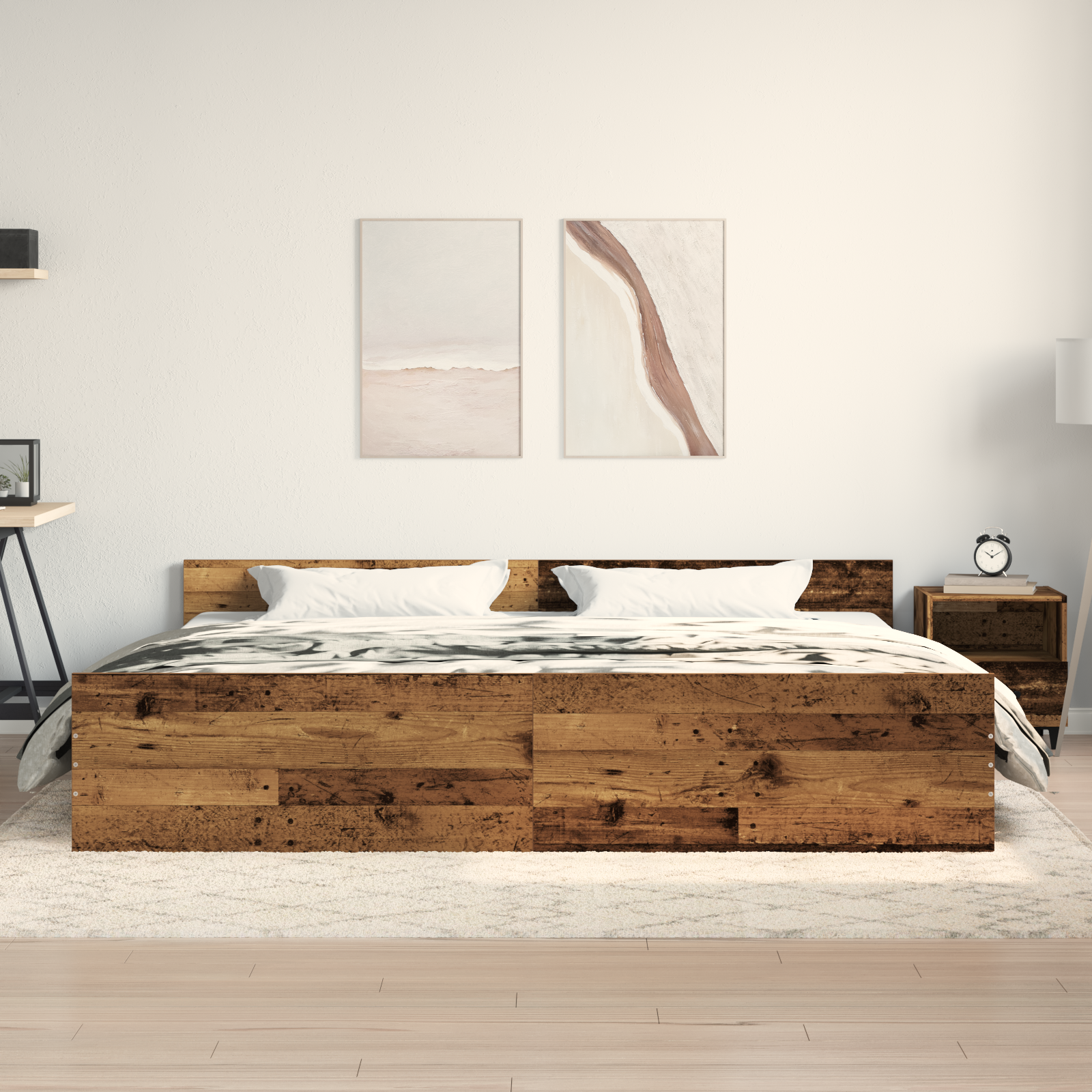 Bed Frame Old Wood 200x200 cm Engineered Wood - Image 4