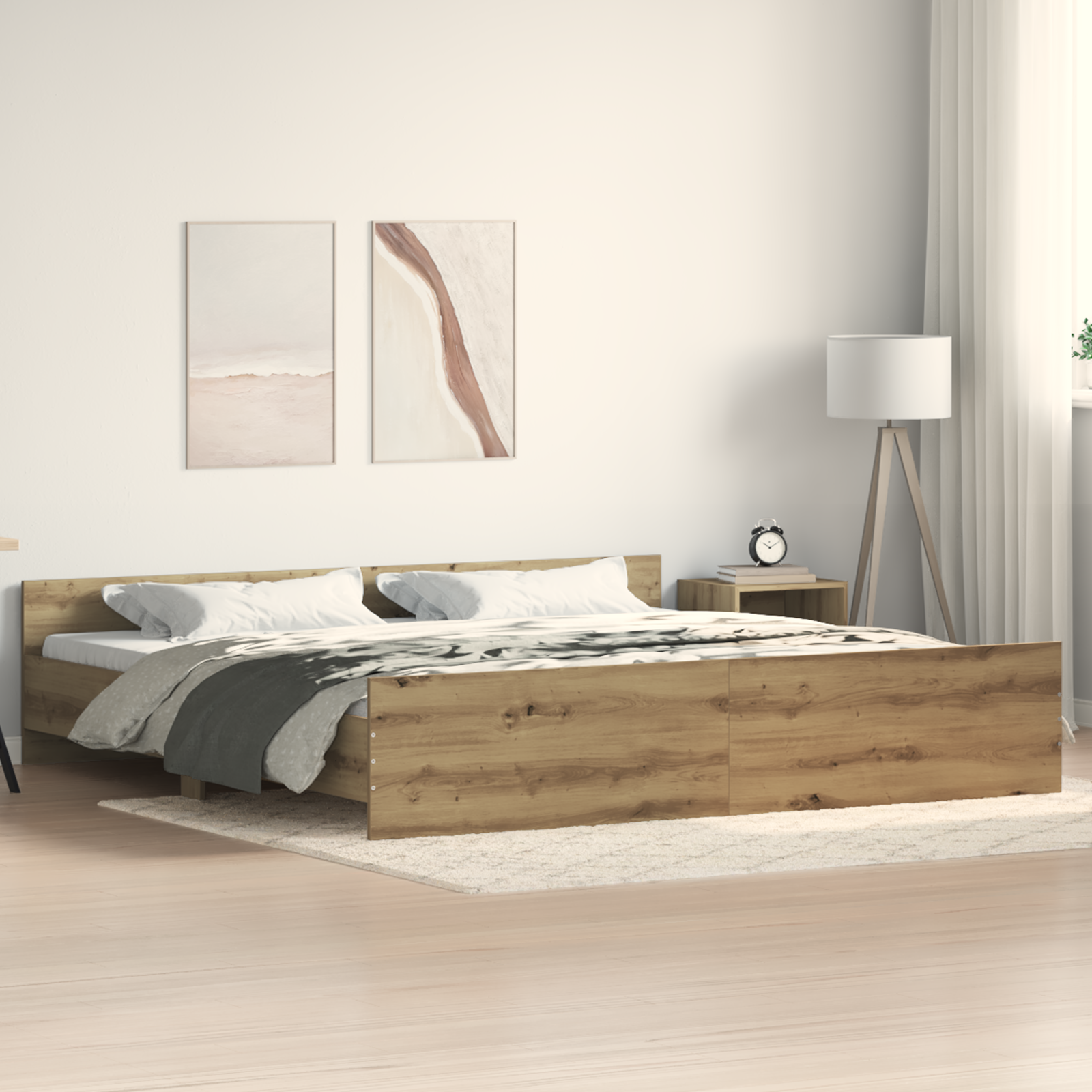 Bed Frame Artisan Oak 200x200 cm Engineered Wood