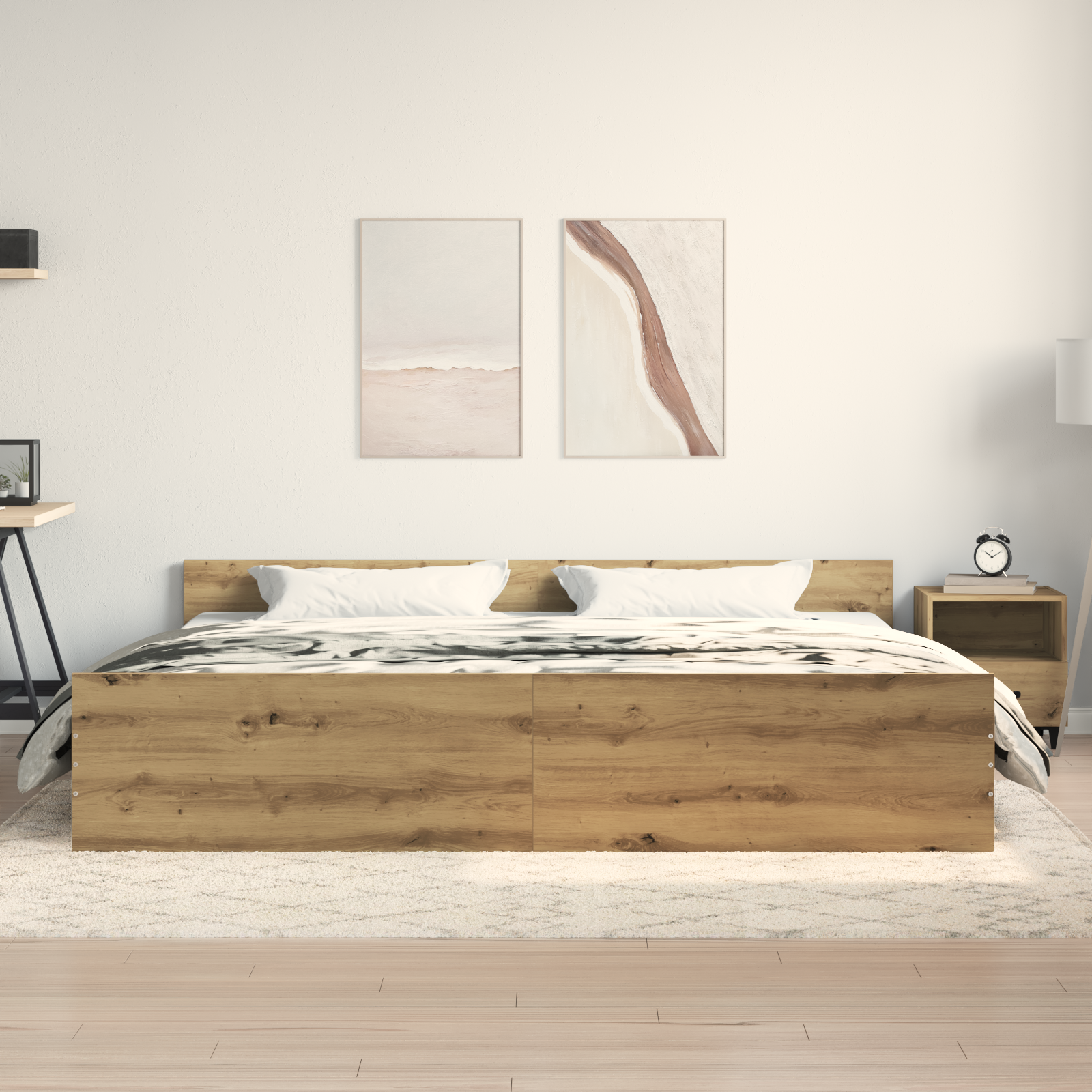 Bed Frame Artisan Oak 200x200 cm Engineered Wood - Image 4