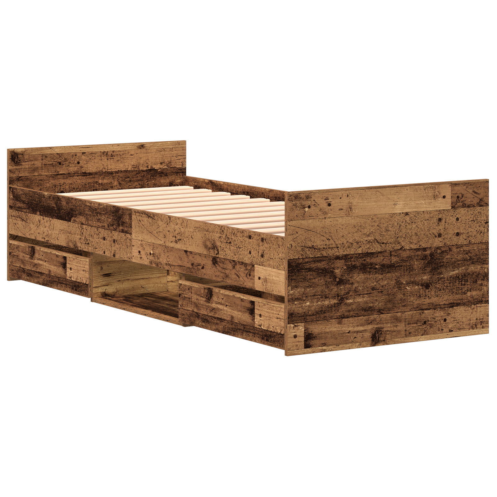 Bed Frame without Mattress Old Wood 75x190 cm Engineered Wood - Image 3