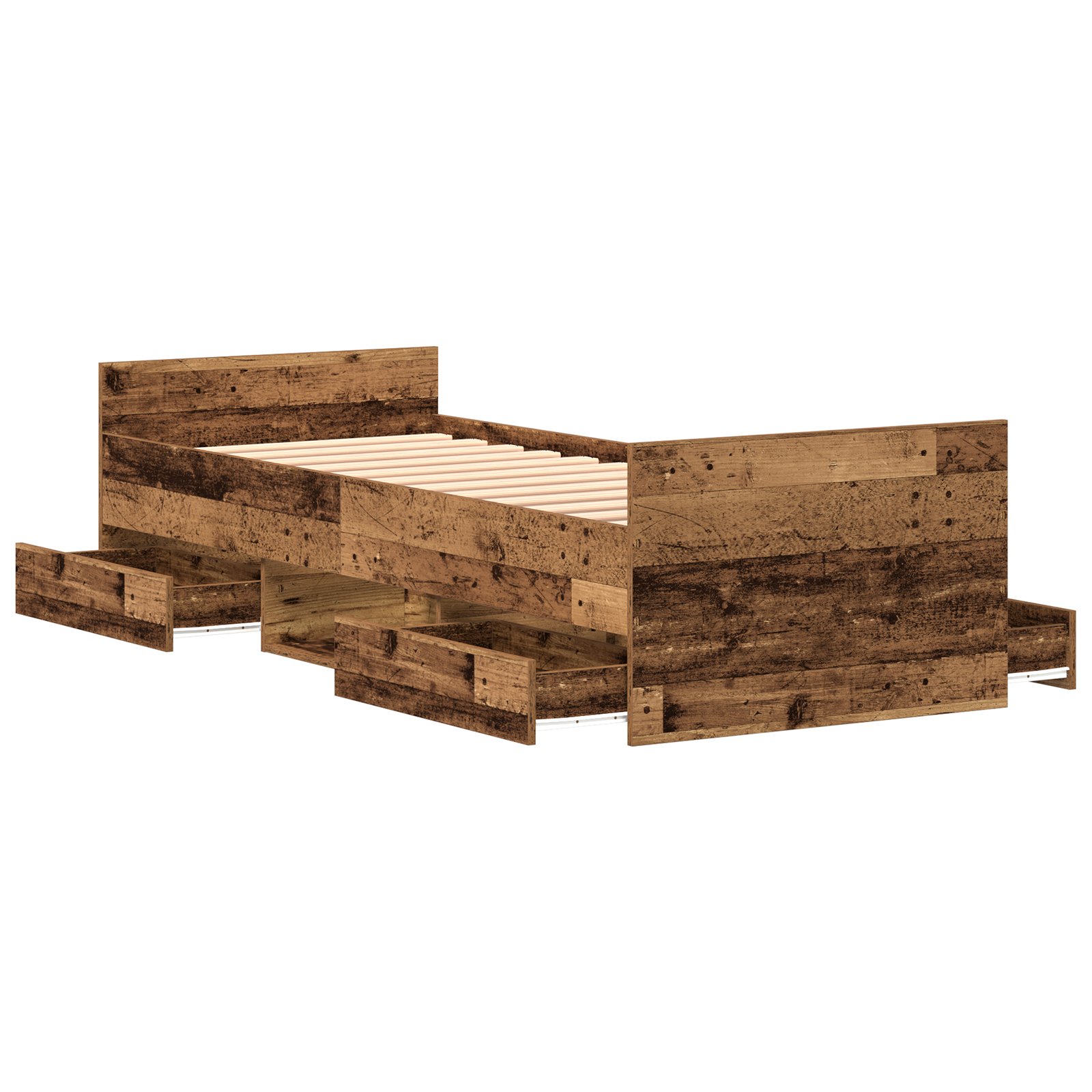 Bed Frame without Mattress Old Wood 75x190 cm Engineered Wood - Image 5