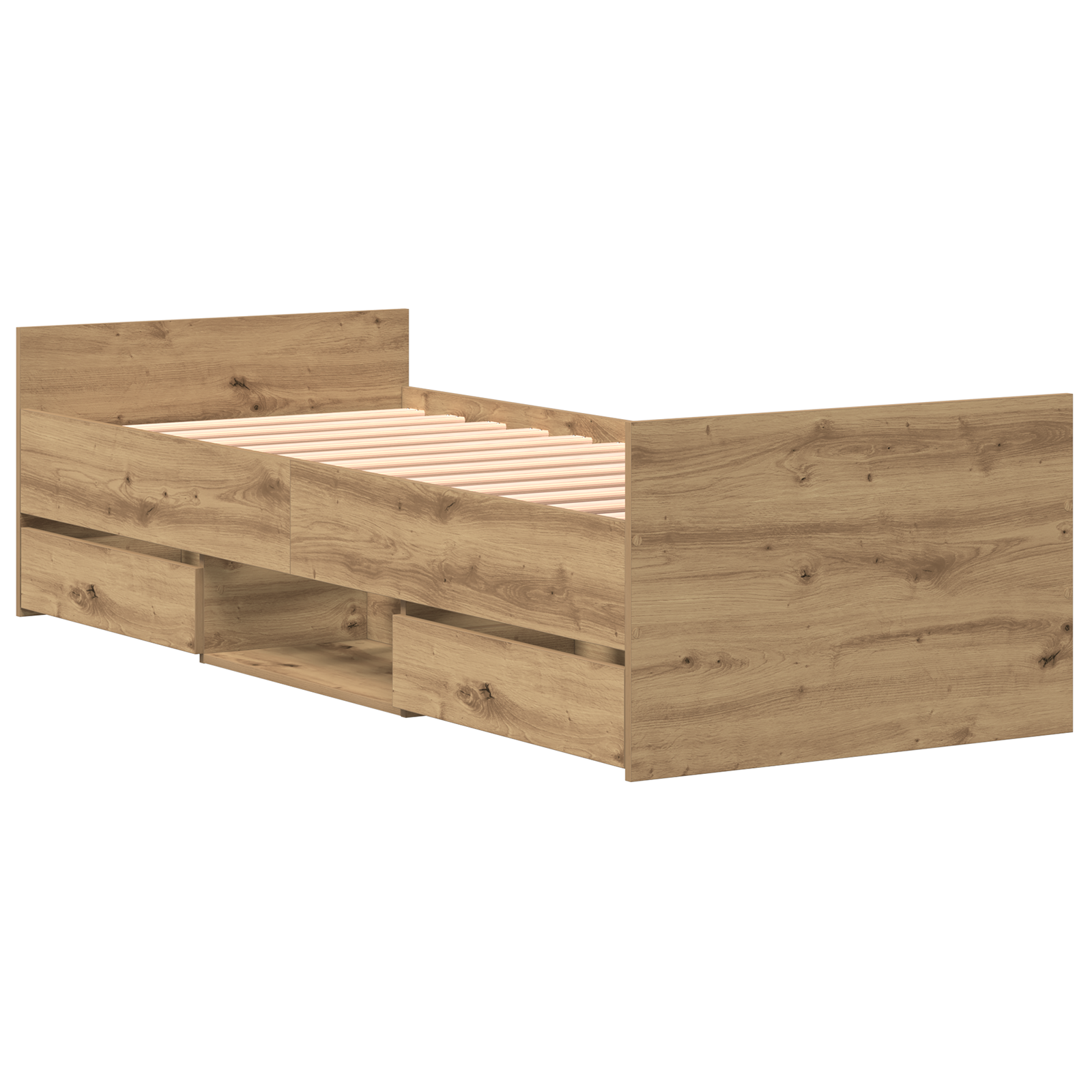 Bed Frame without Mattress Artisan Oak 75x190 cm Engineered Wood - Image 3