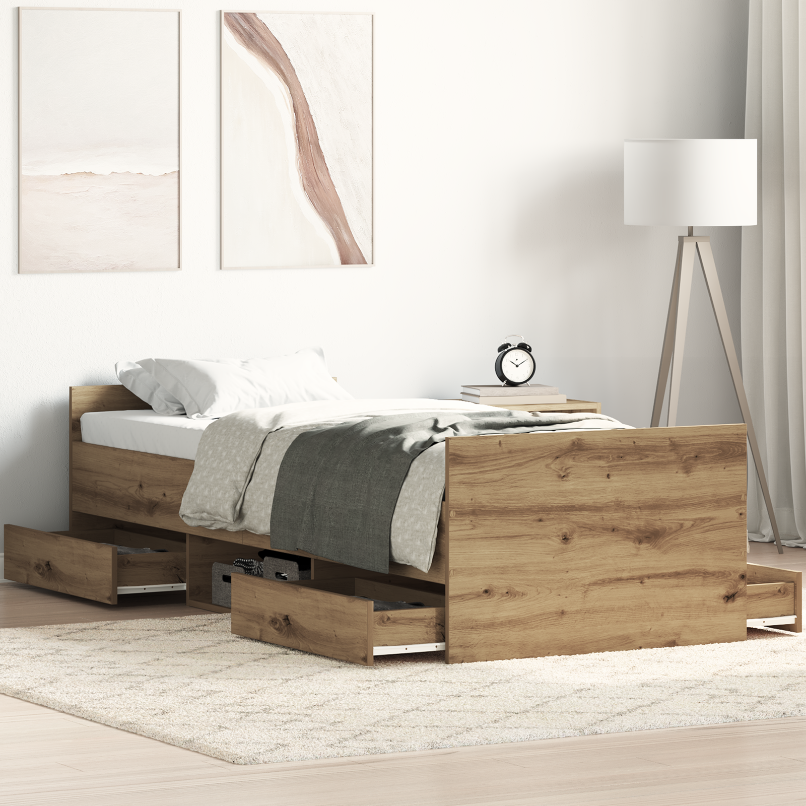 Bed Frame without Mattress Artisan Oak 75x190 cm Engineered Wood