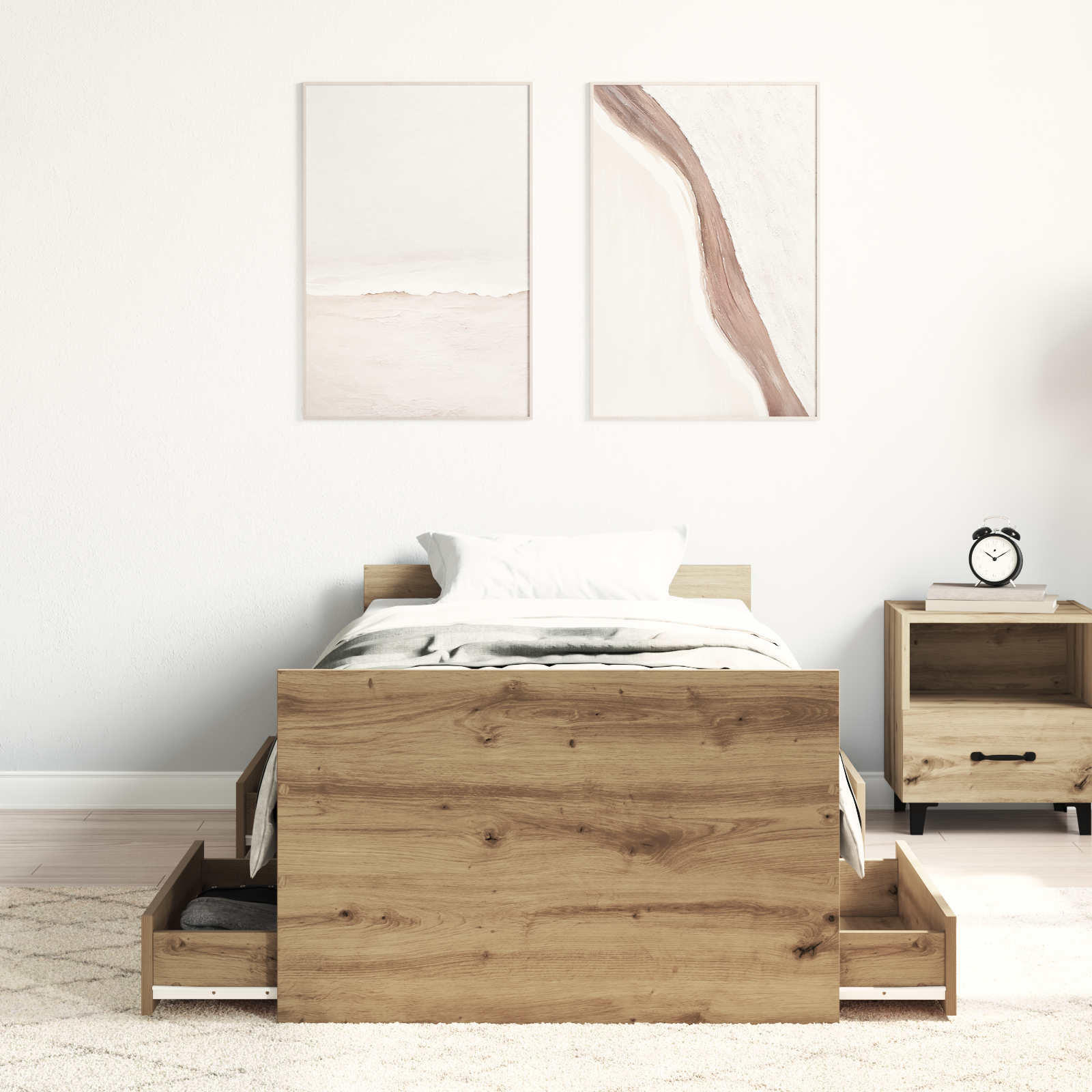 Bed Frame without Mattress Artisan Oak 75x190 cm Engineered Wood - Image 4