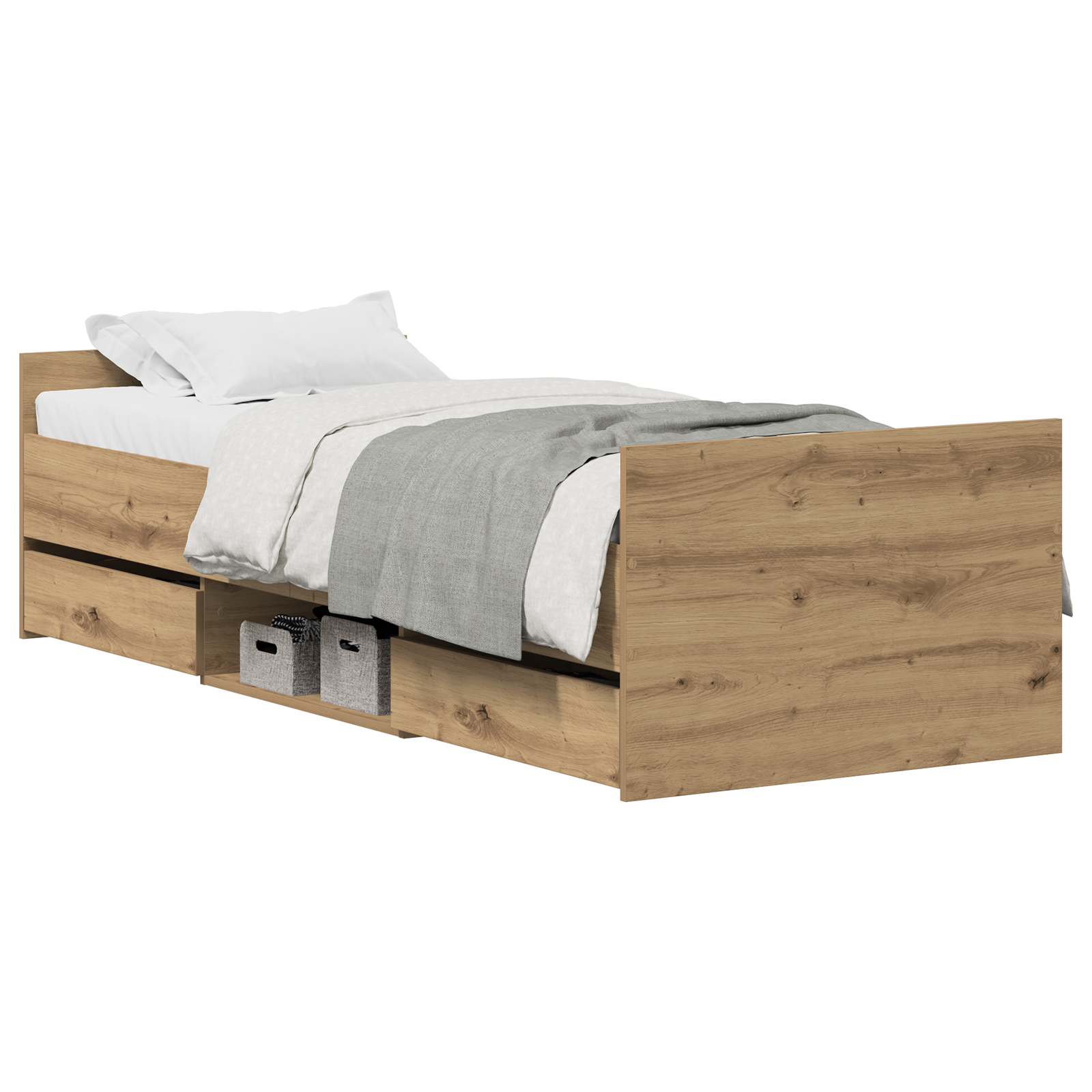Bed Frame without Mattress Artisan Oak 75x190 cm Engineered Wood - Image 2