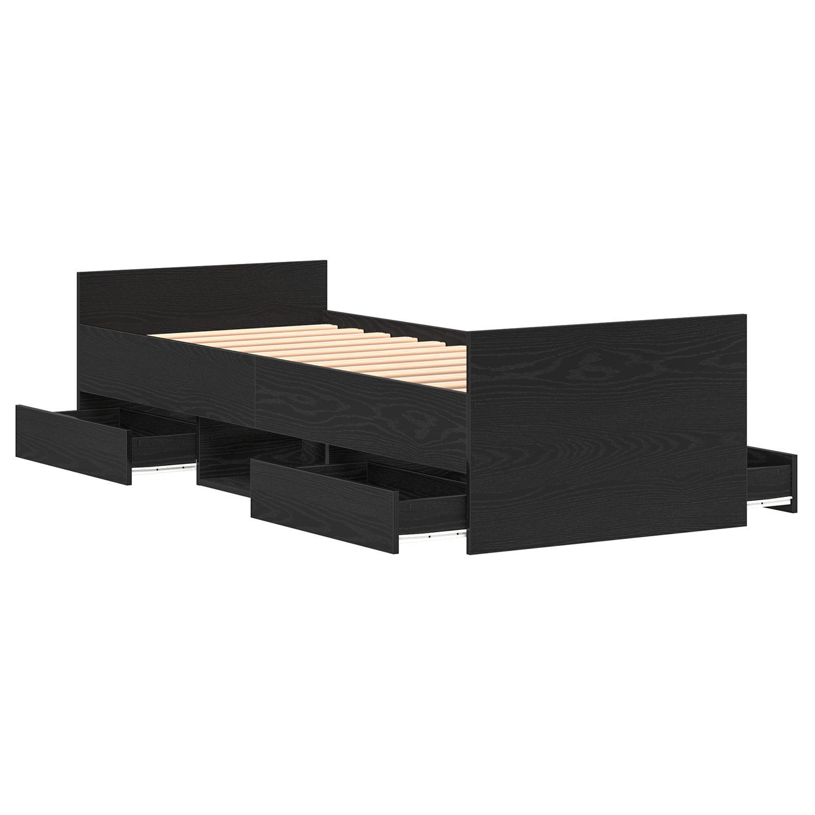 Bed Frame without Mattress Black Oak 75x190 cm Engineered Wood - Image 5