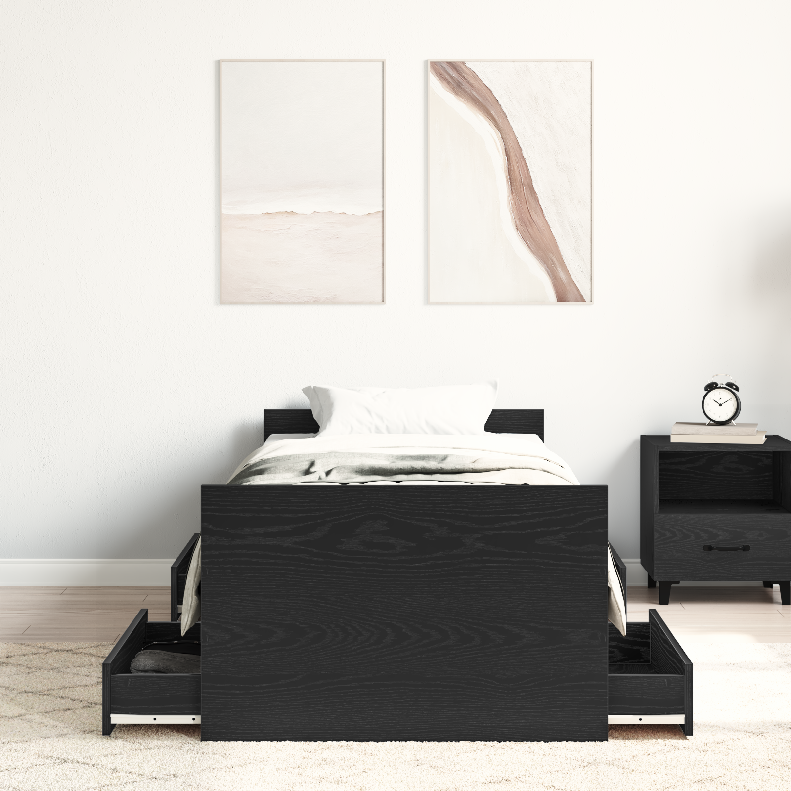 Bed Frame without Mattress Black Oak 75x190 cm Engineered Wood - Image 4