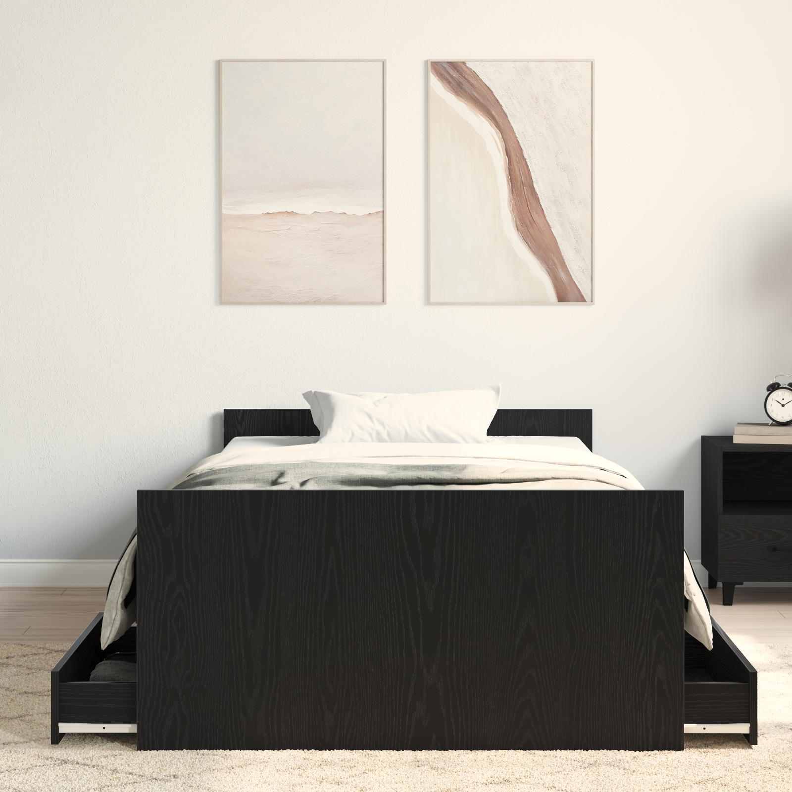 lovų rėmas be čiužinio Juodas ąžuolas 100x200 cm Inžinerinė mediena - Image 4