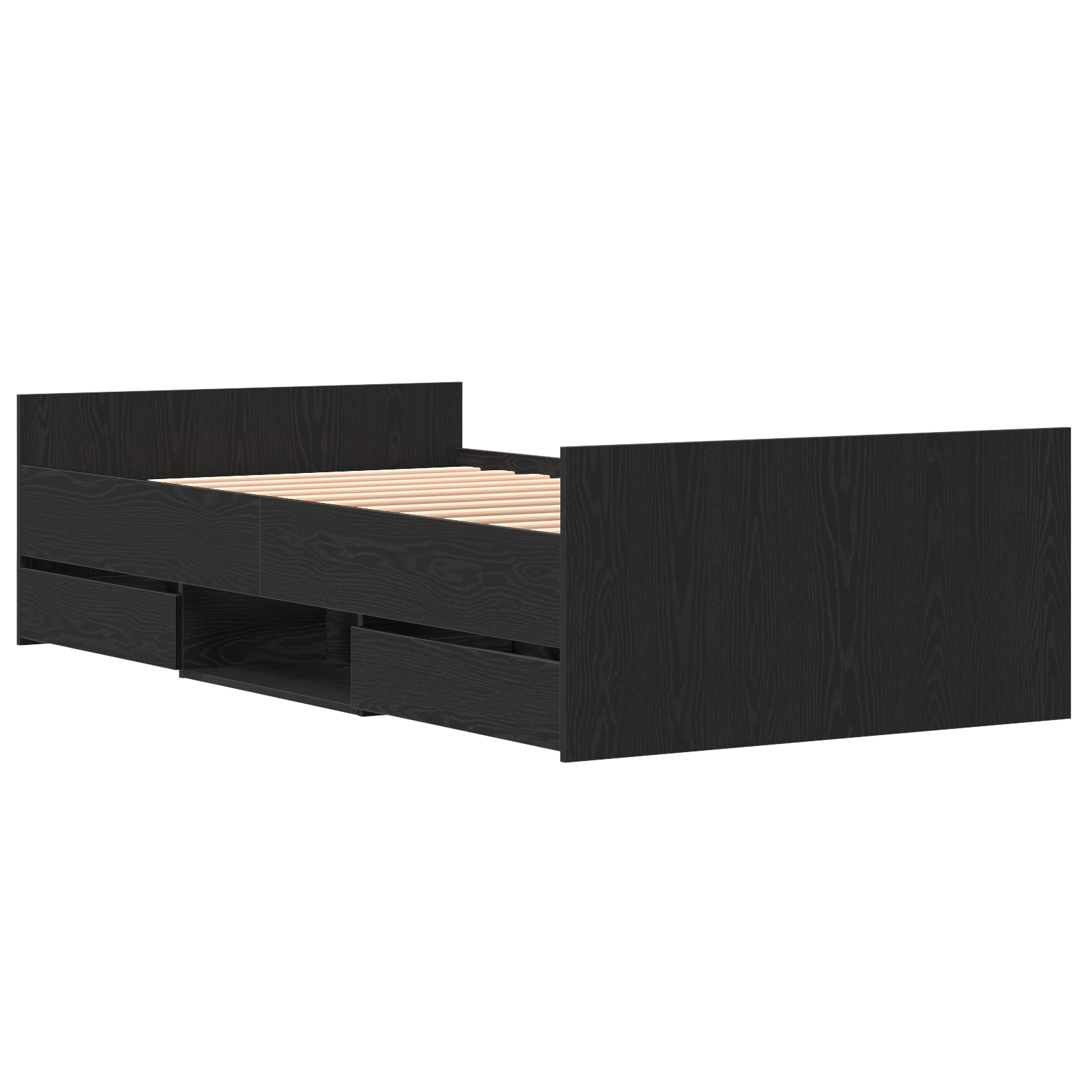 Bed Frame without Mattress Black Oak 90x200 cm Engineered Wood - Image 6