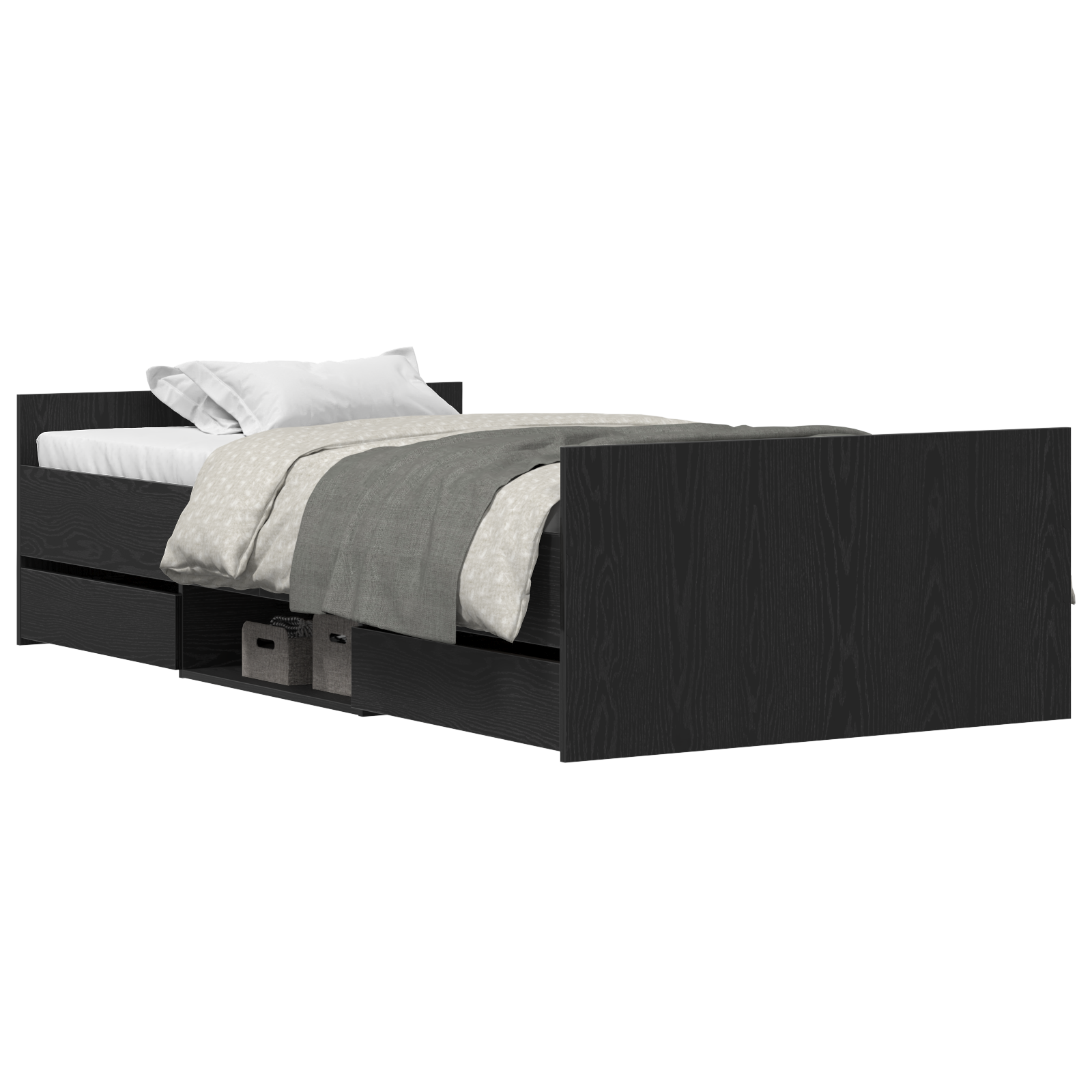 Bed Frame without Mattress Black Oak 90x190 cm Engineered Wood - Image 2
