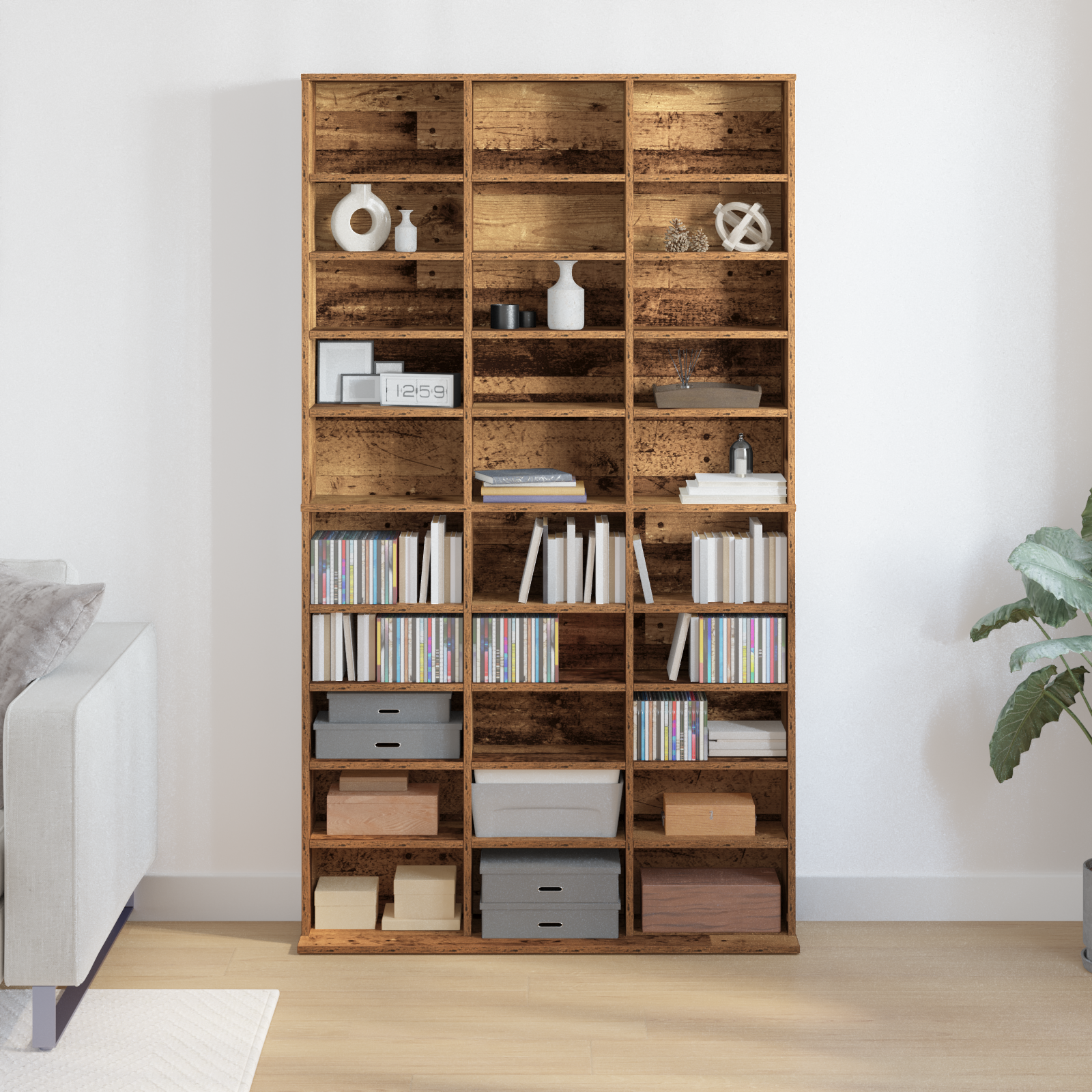 CD Cabinet - Old Wood - 101x23x177.5 cm - Engineered Wood - Image 4