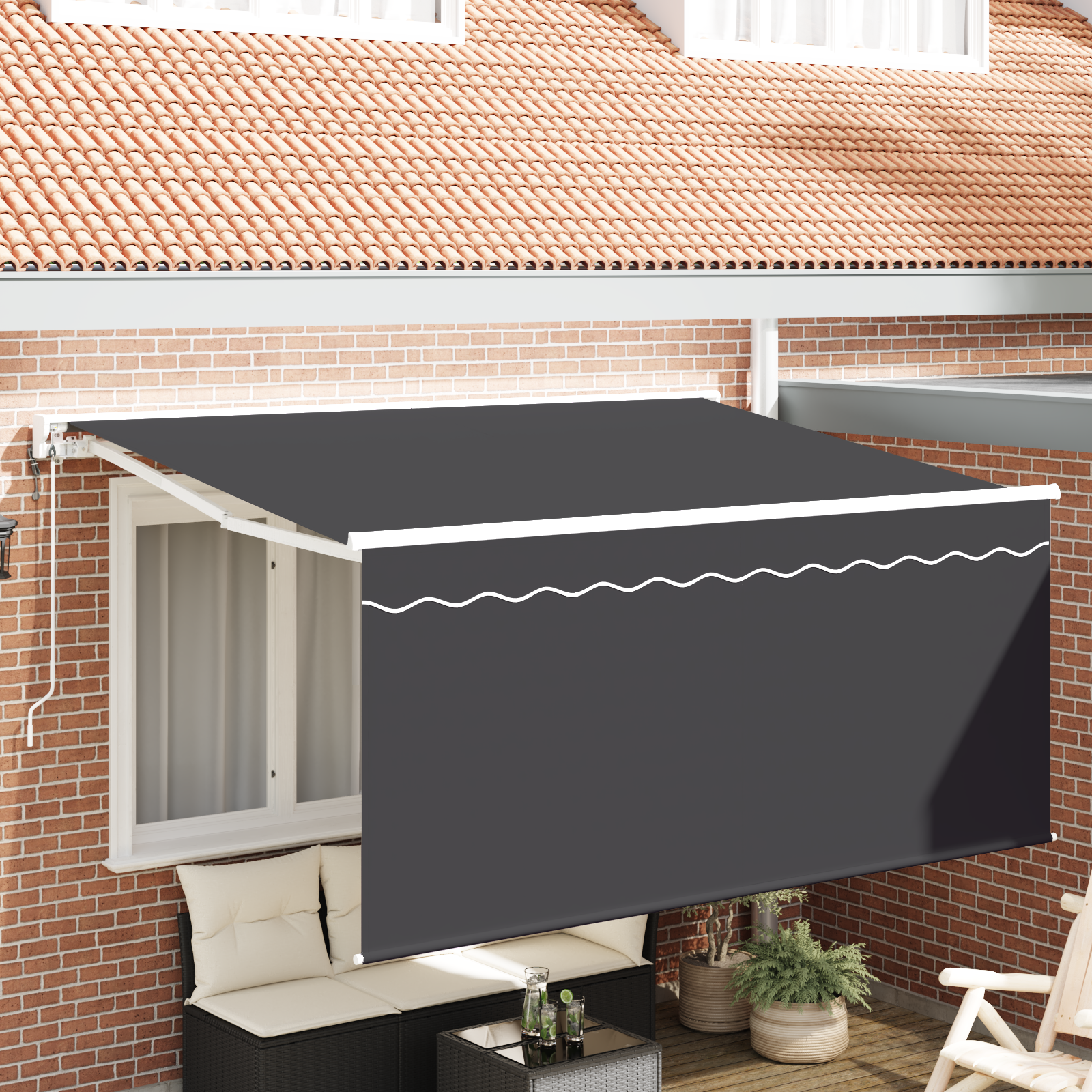 Inklapbaar Zonnescherm Antraciet 300 x 200 cm Polyester