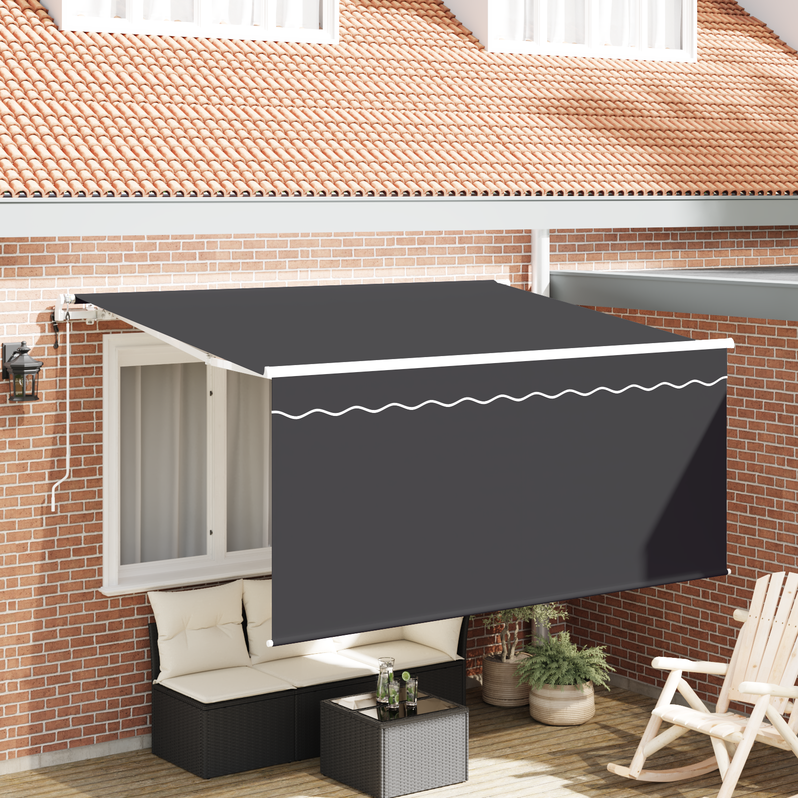 Inklapbaar Zonnescherm Antraciet 300 x 200 cm Polyester