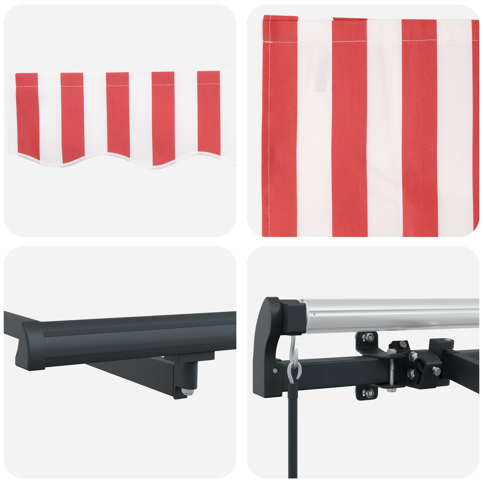 Rankinė Ištraukiama Pavėsių Uždanga Raudona ir Balta 350x200 cm - Image 8