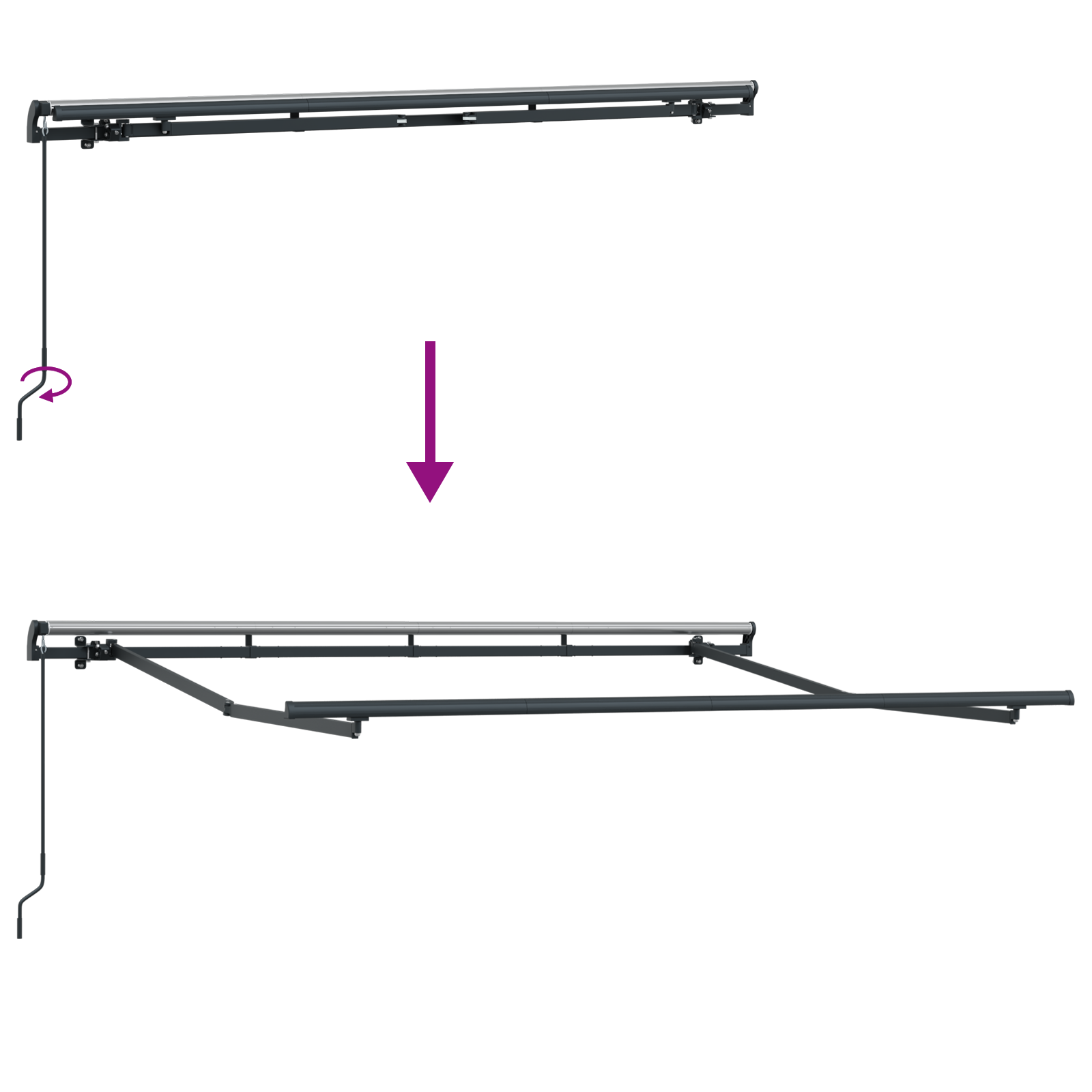 Rankinė Ištraukiama Pavėsių Uždanga Raudona ir Balta 350x200 cm - Image 9